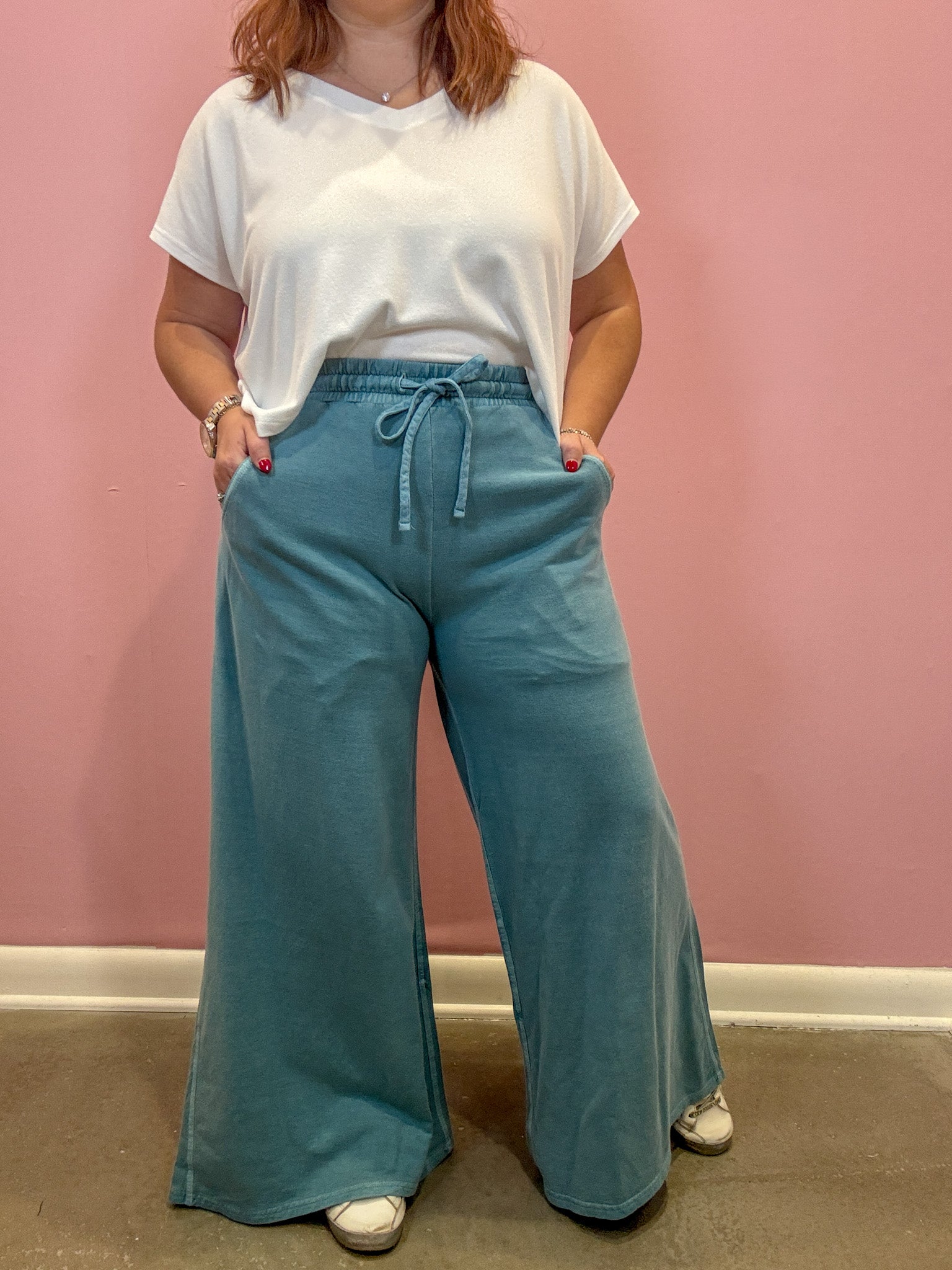 French Terry Washed Pants | Blue Grey
