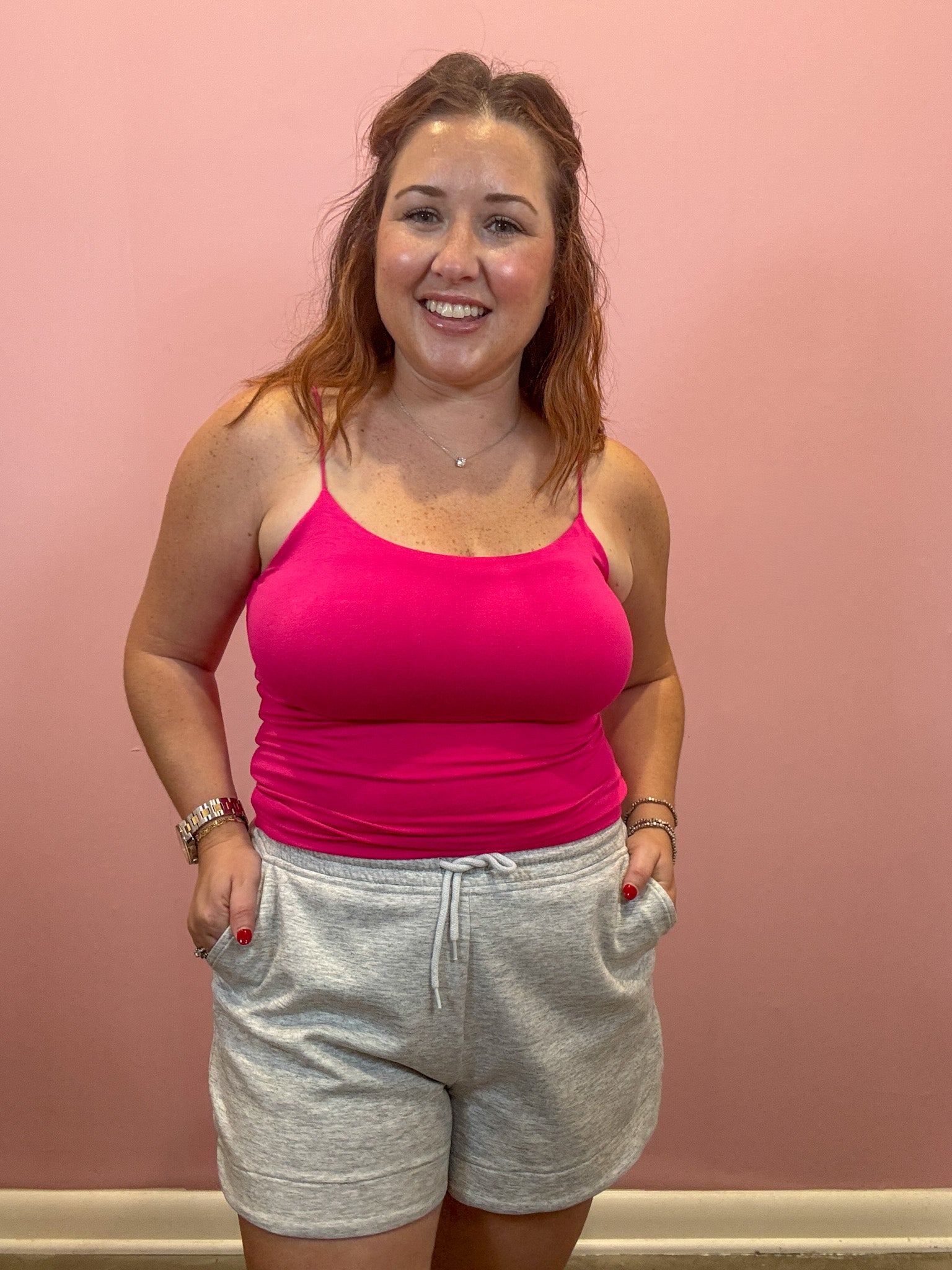 Double Layered Cami | Hot Pink