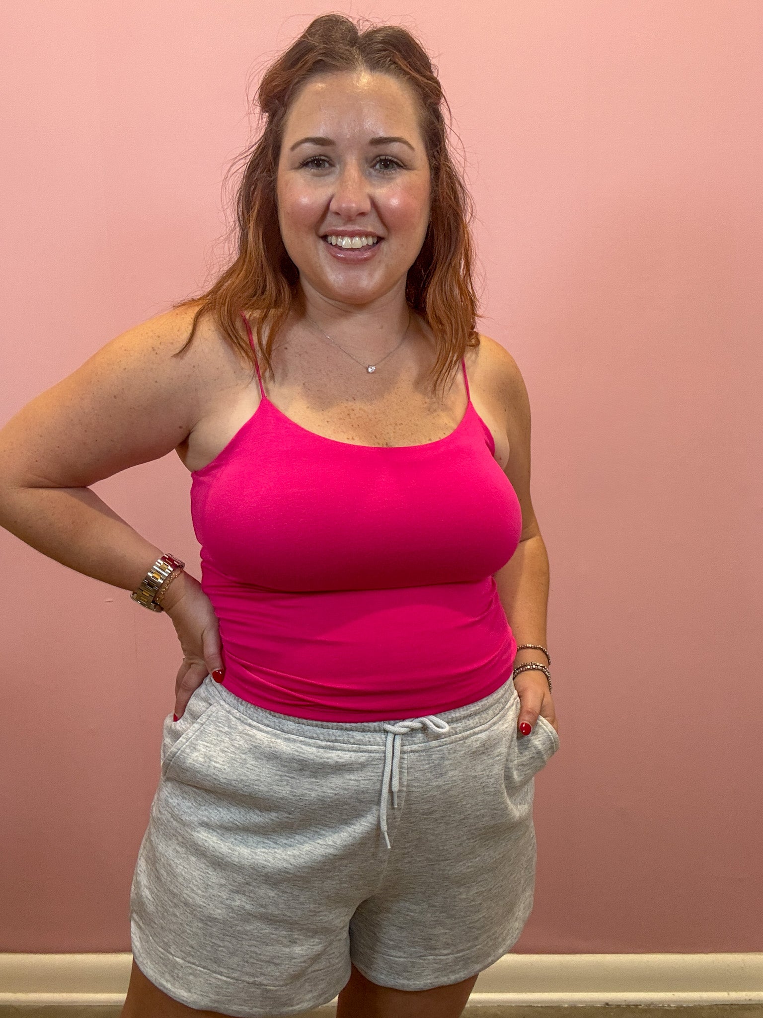 Double Layered Cami | Hot Pink