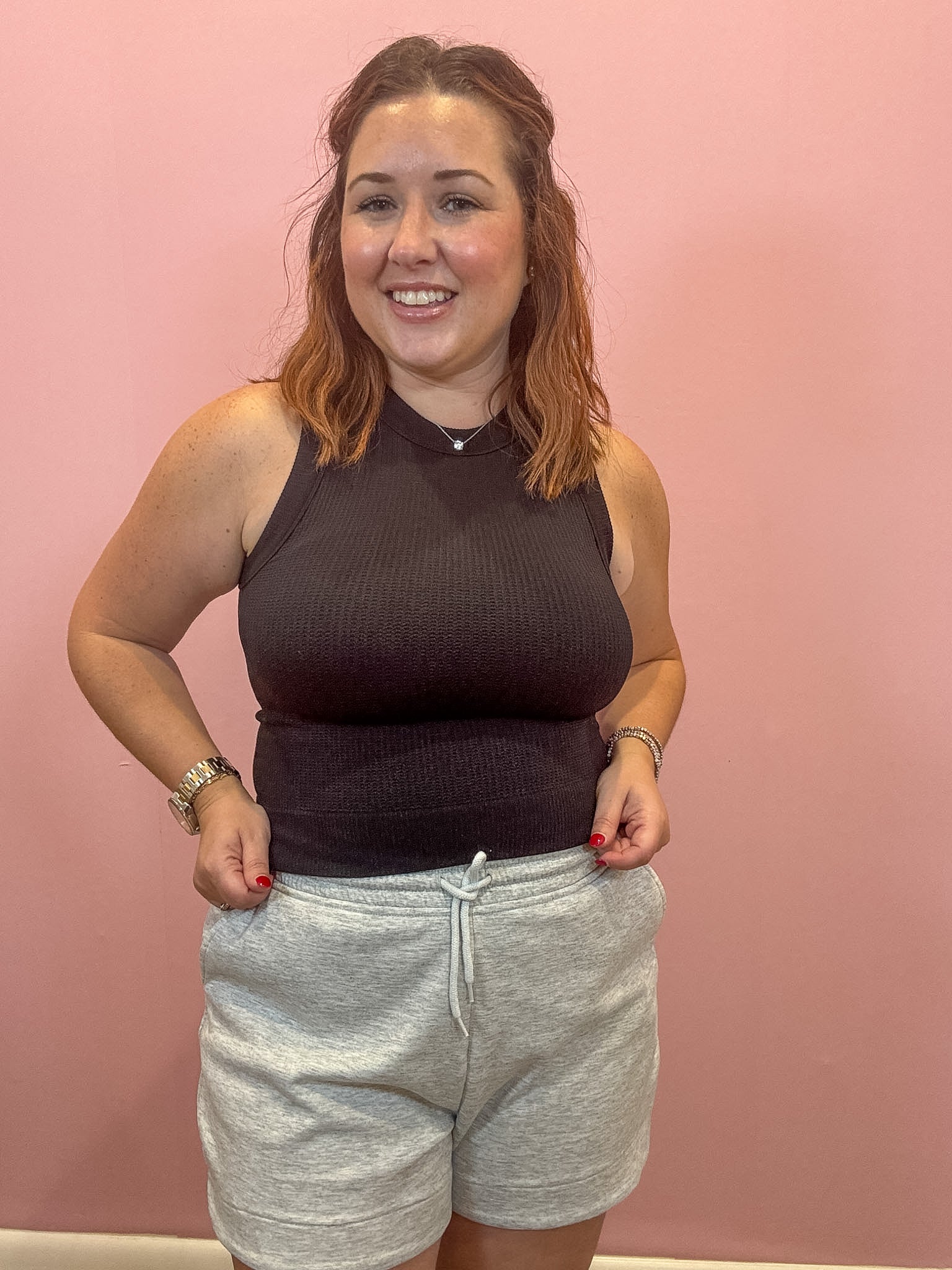 Teddi Seamless Cropped Tank | Black