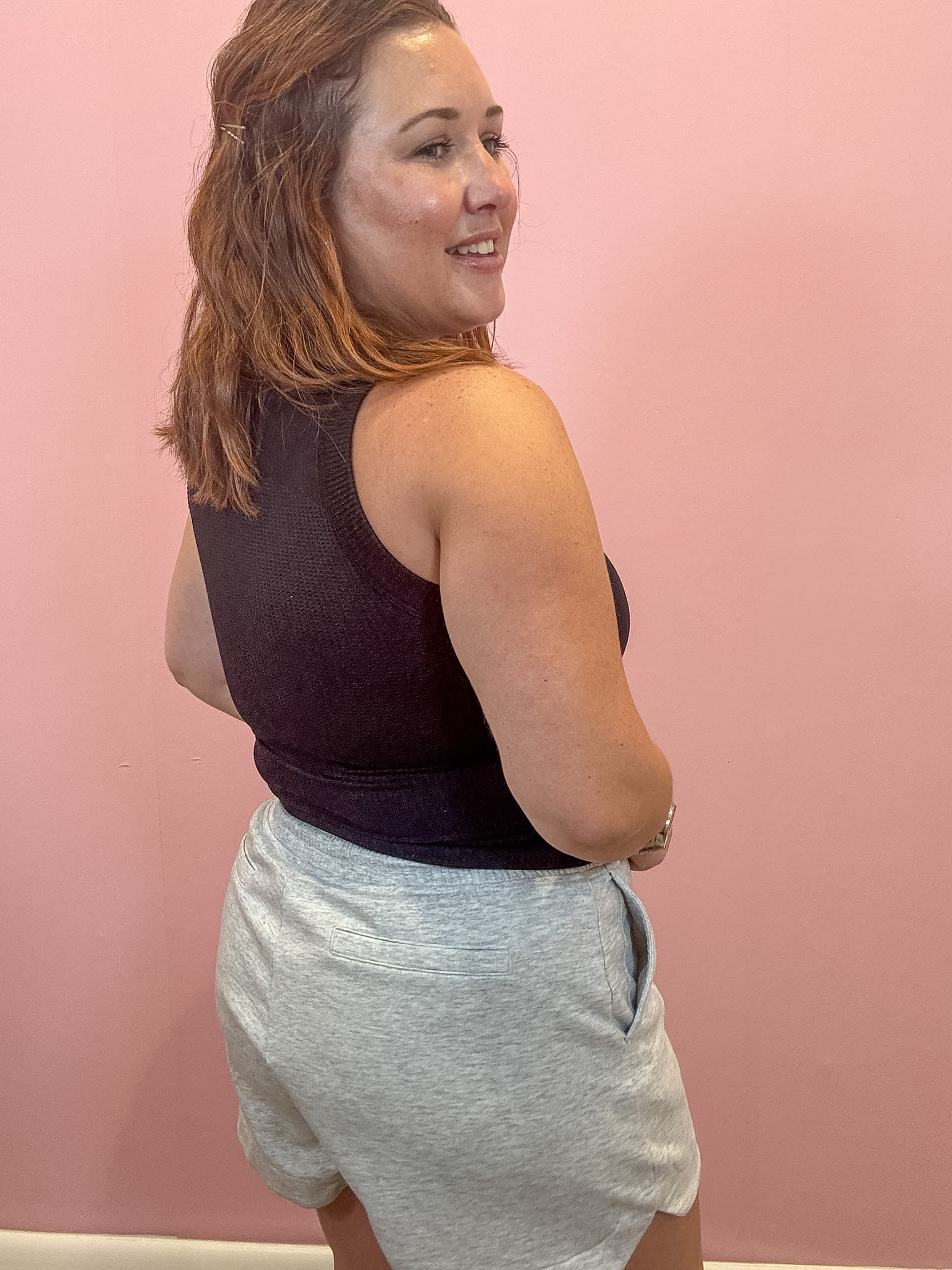 Teddi Seamless Cropped Tank | Black