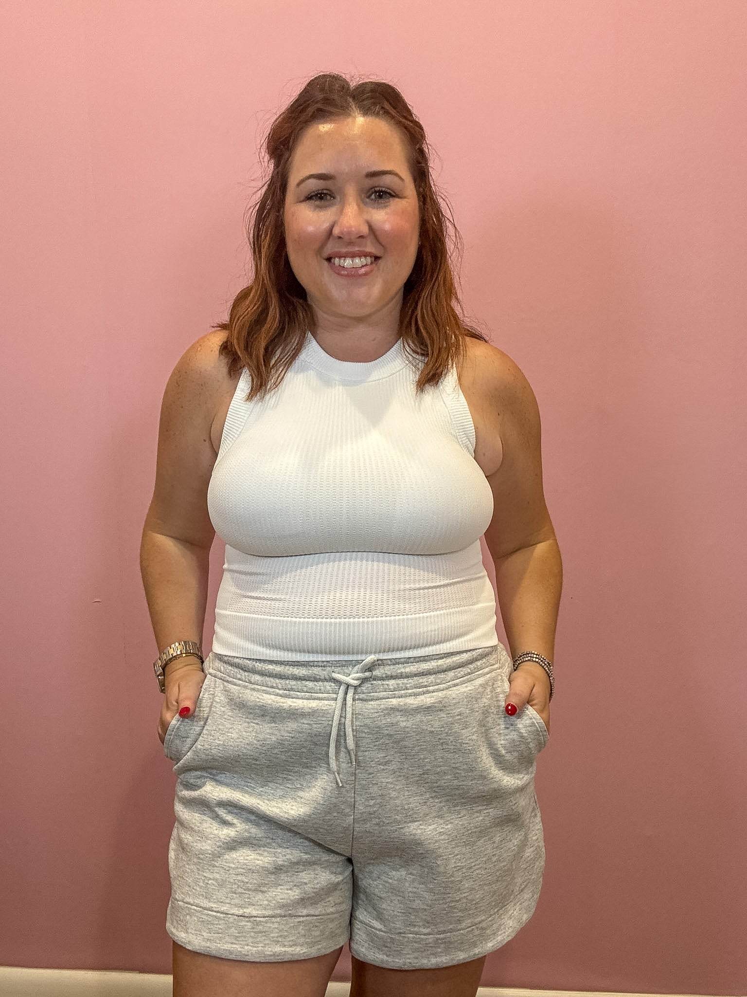 Teddi Seamless Cropped Tank | White
