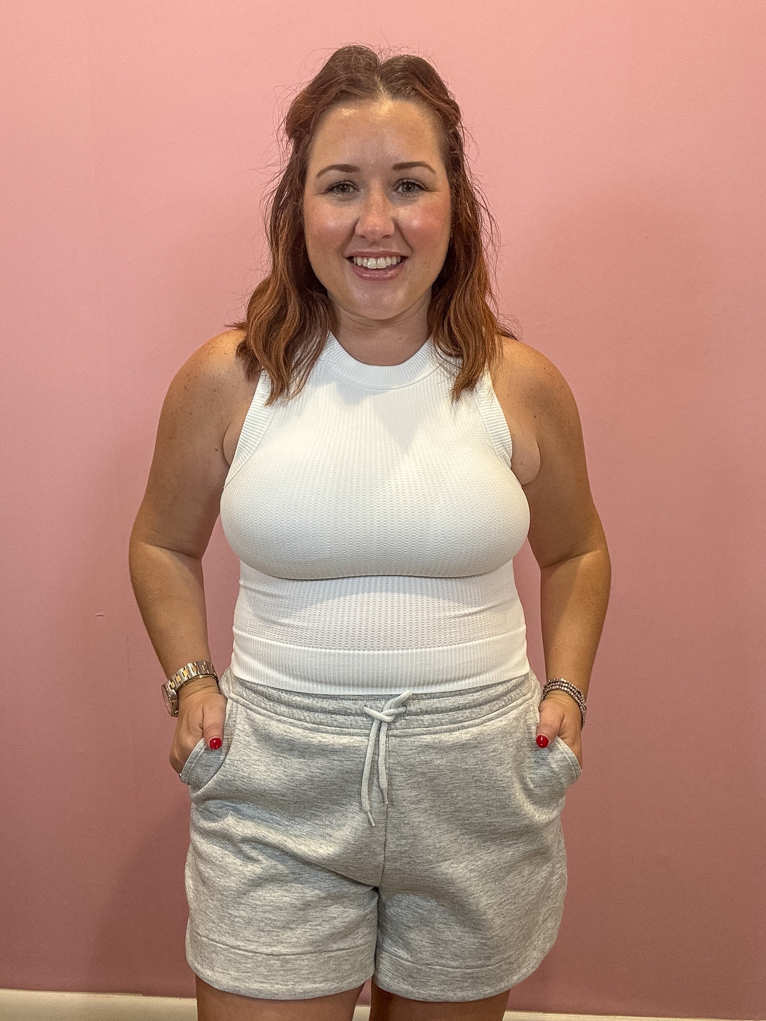 Teddi Seamless Cropped Tank | White