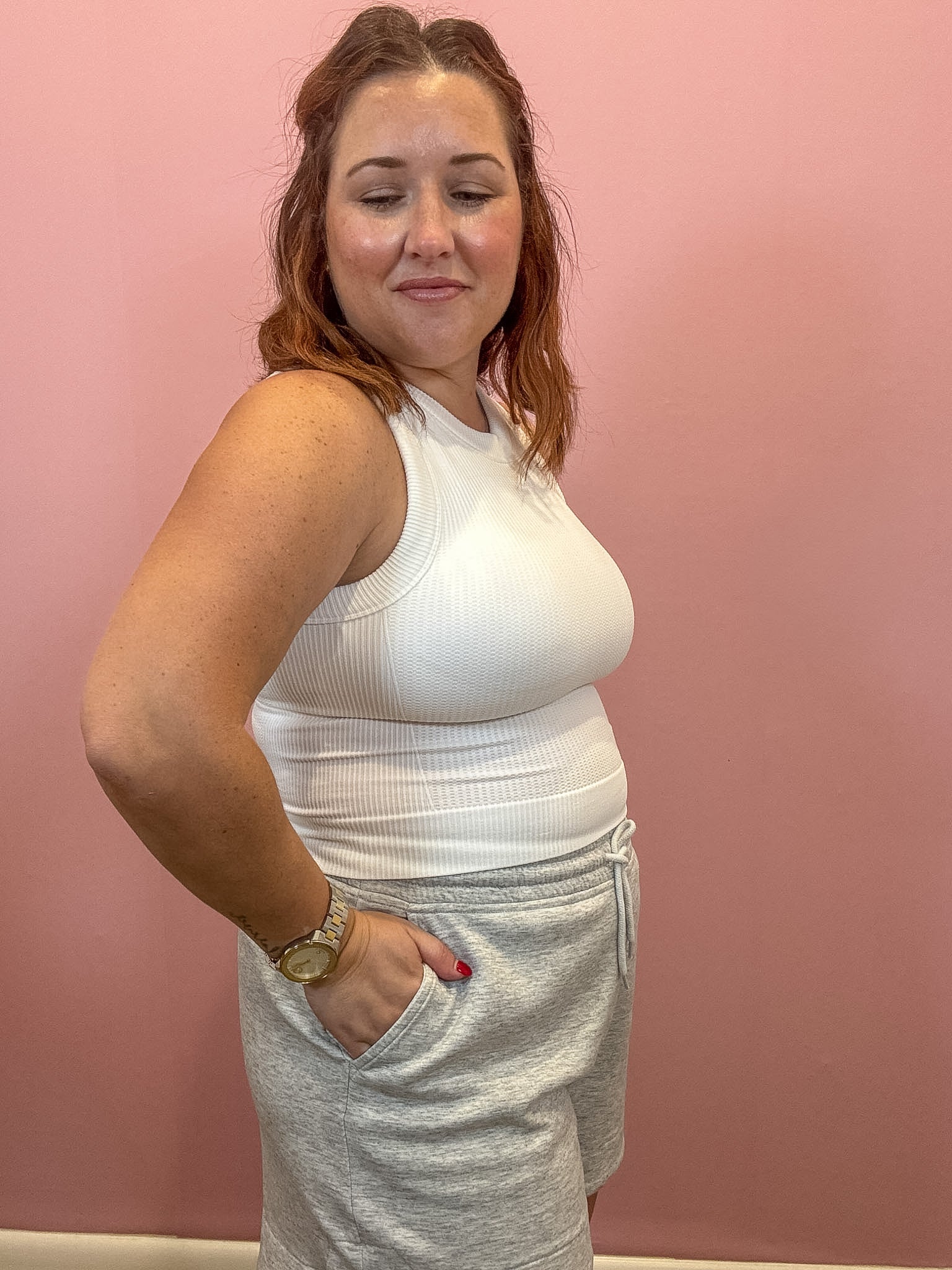 Teddi Seamless Cropped Tank | White