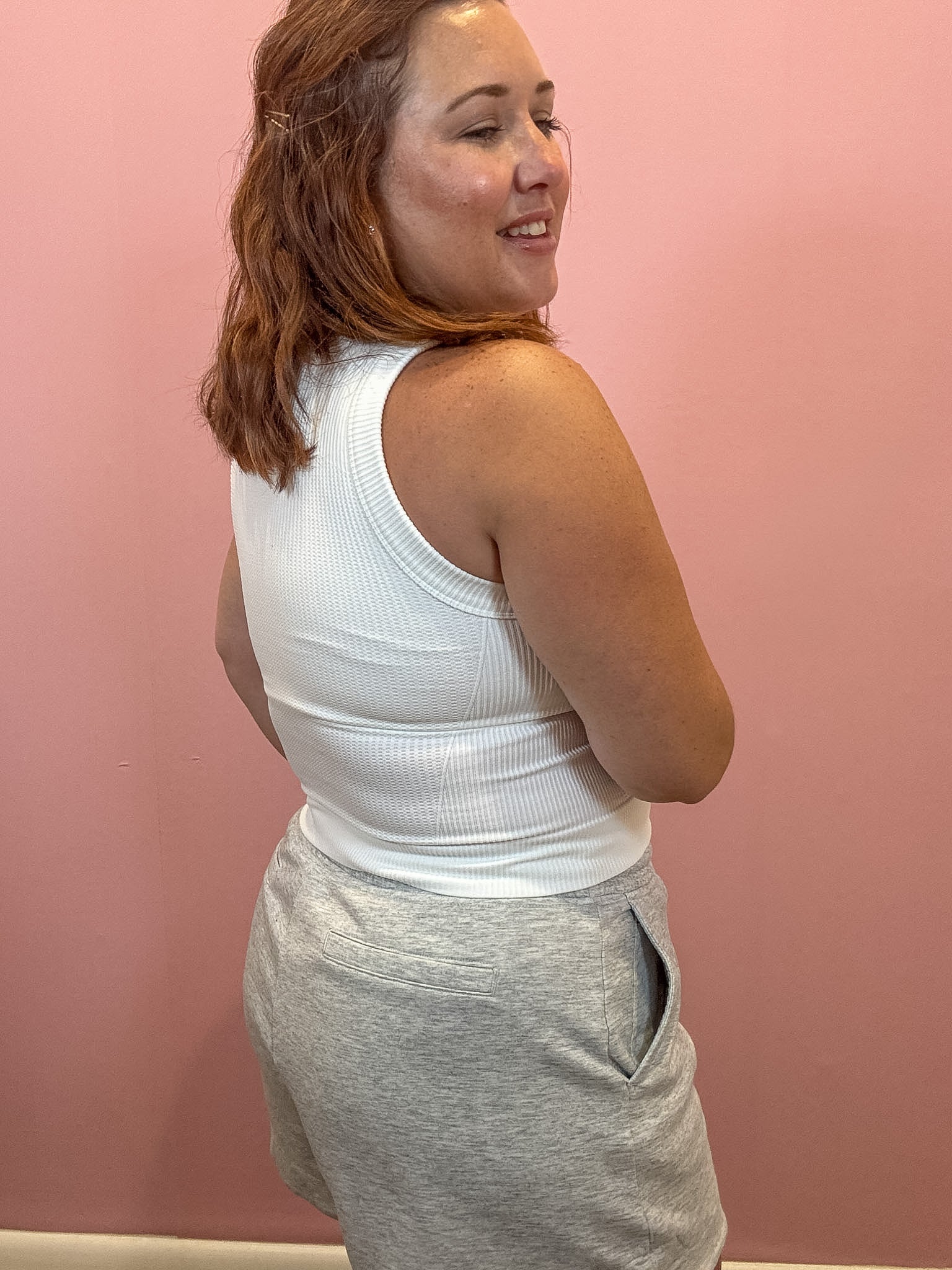 Teddi Seamless Cropped Tank | White