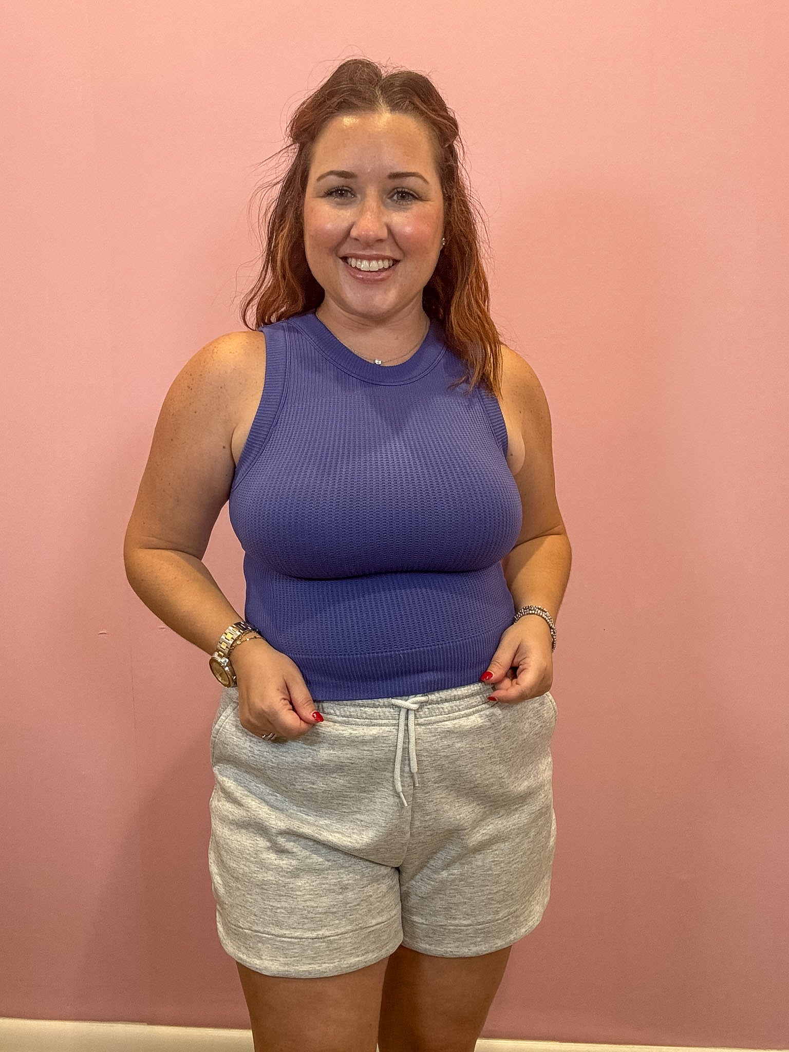 Teddi Seamless Cropped Tank | Marlin Blue