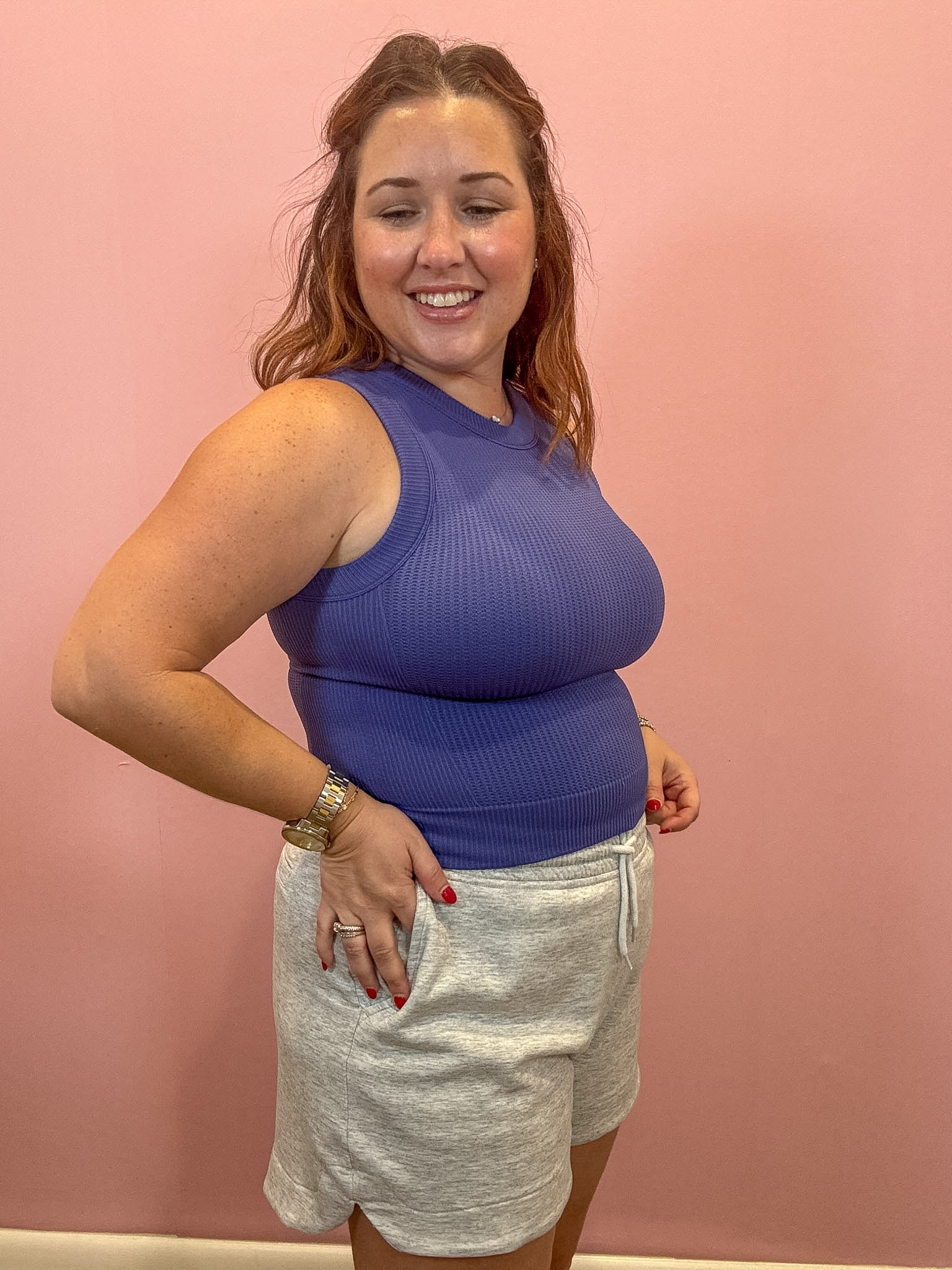 Teddi Seamless Cropped Tank | Marlin Blue