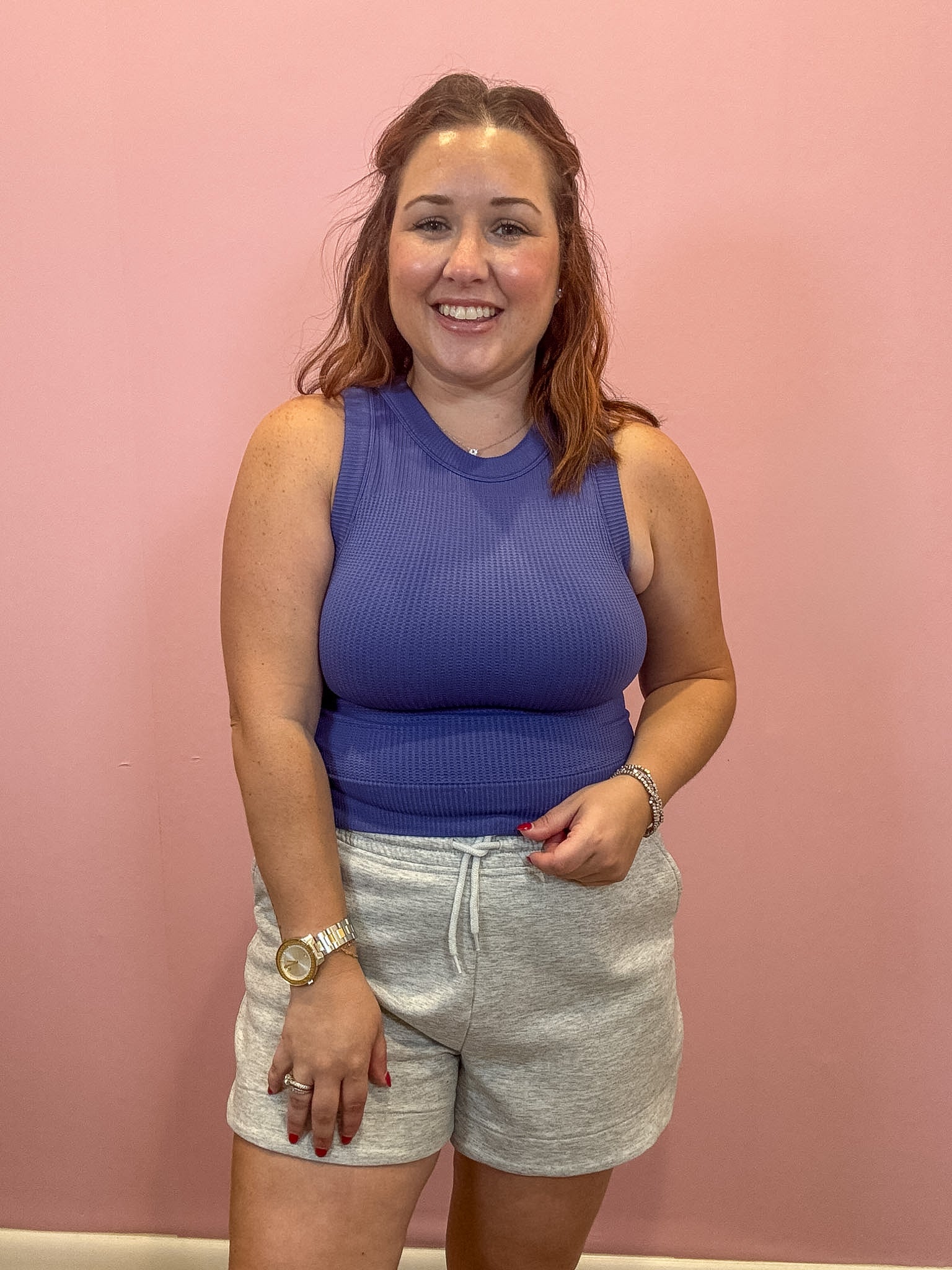 Teddi Seamless Cropped Tank | Marlin Blue