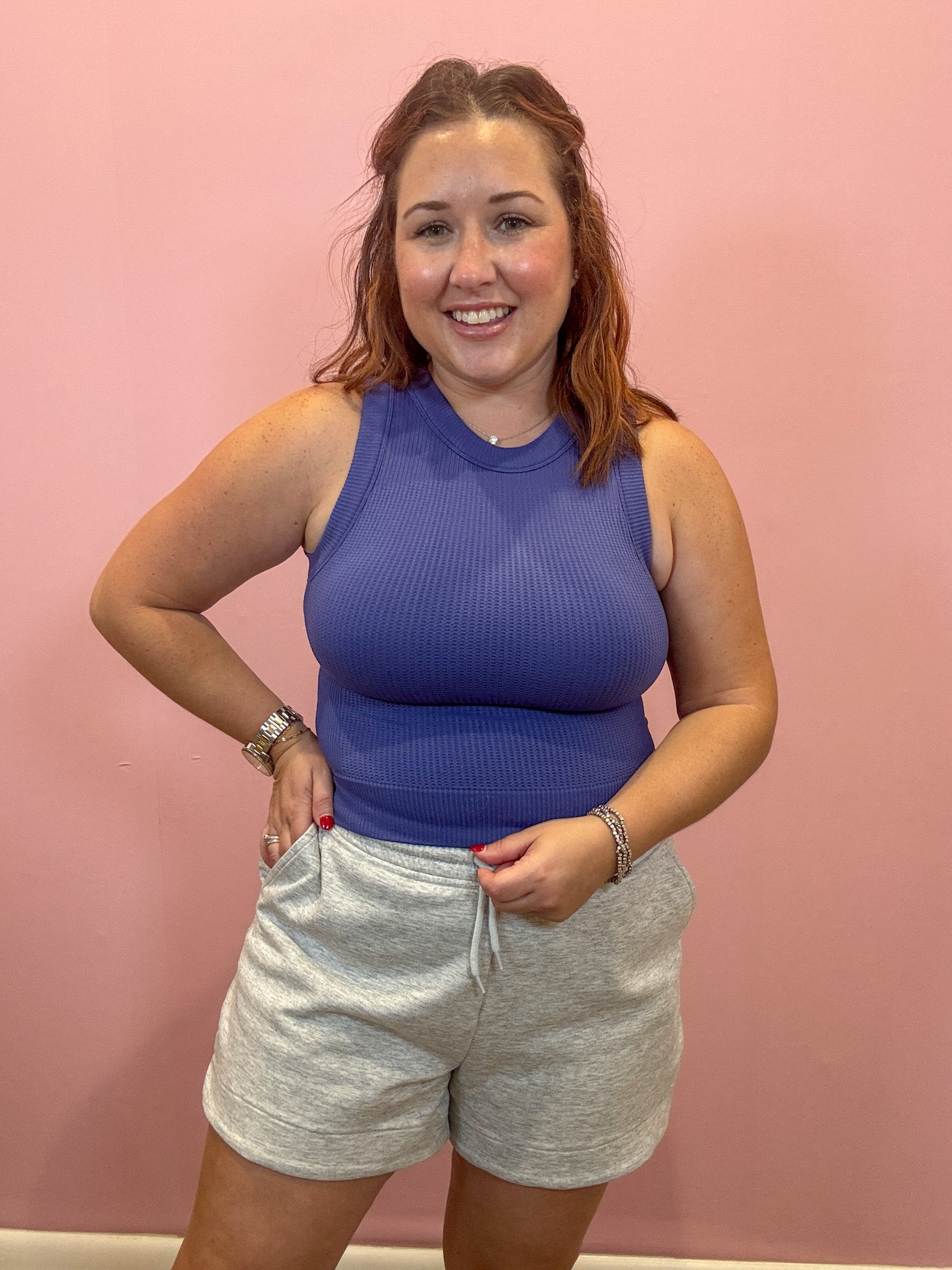 Teddi Seamless Cropped Tank | Marlin Blue
