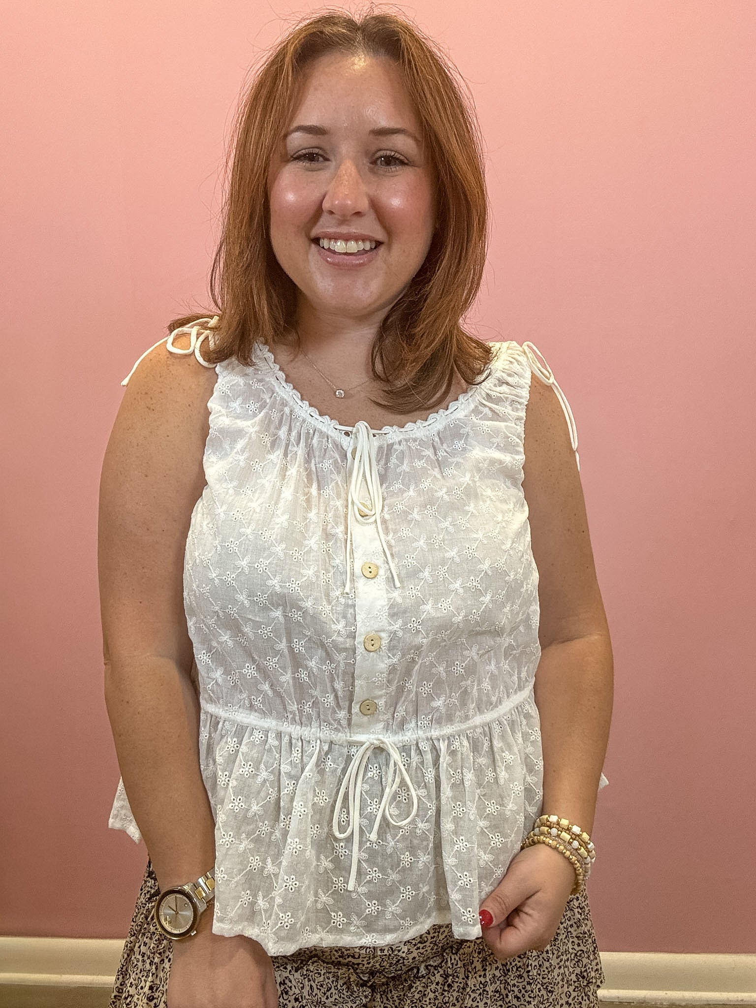 Eyelet Sleeveless Top