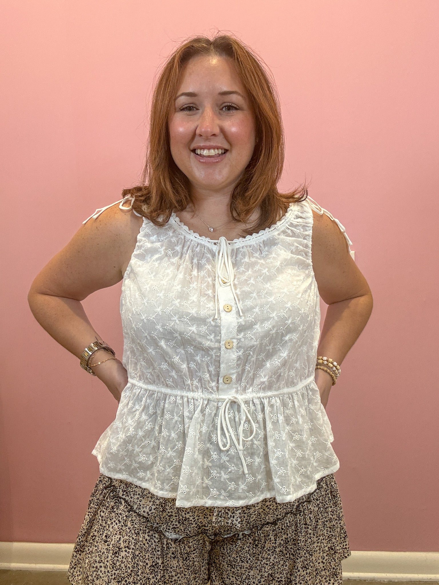 Eyelet Sleeveless Top