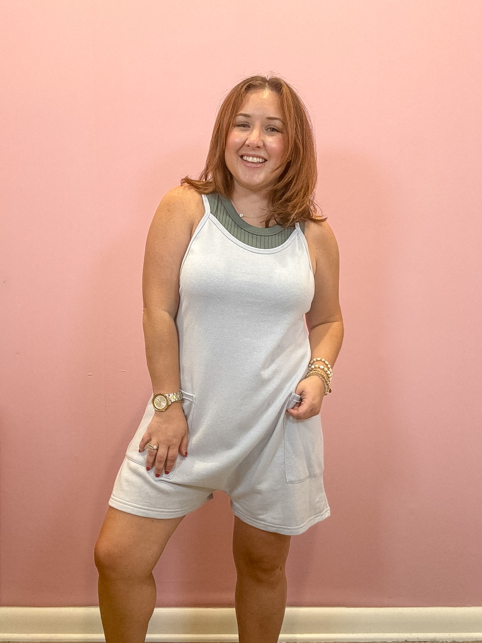 Cotton Terry Romper | Light Blue