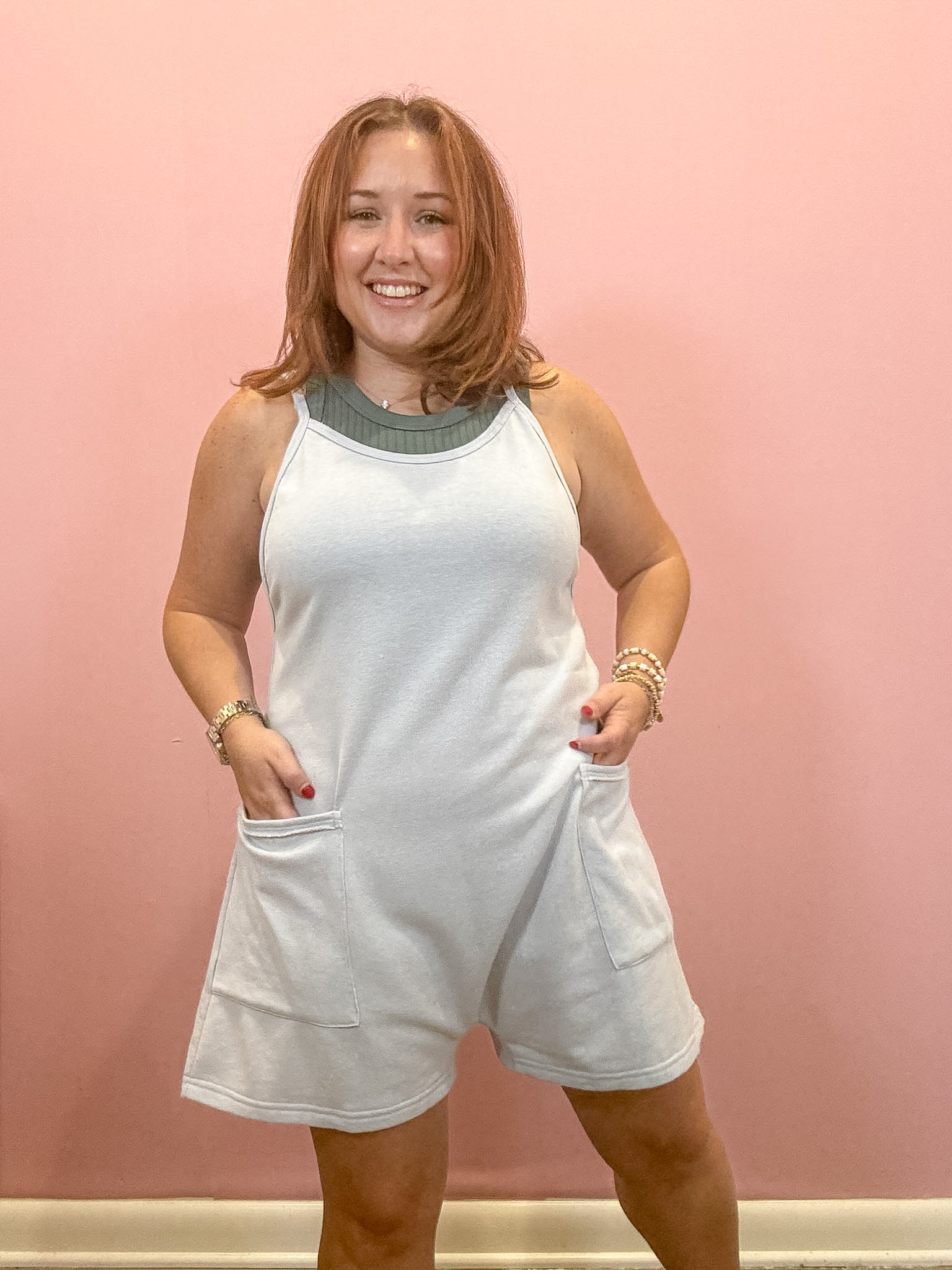 Cotton Terry Romper | Light Blue