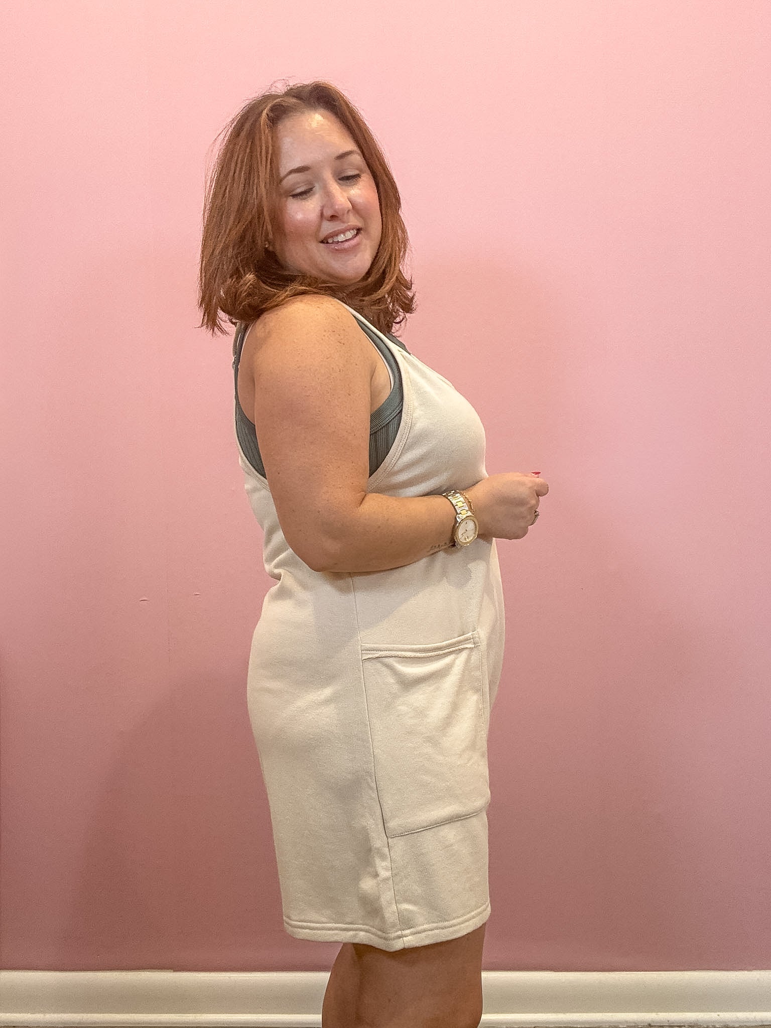 Cotton Terry Romper | Light Taupe