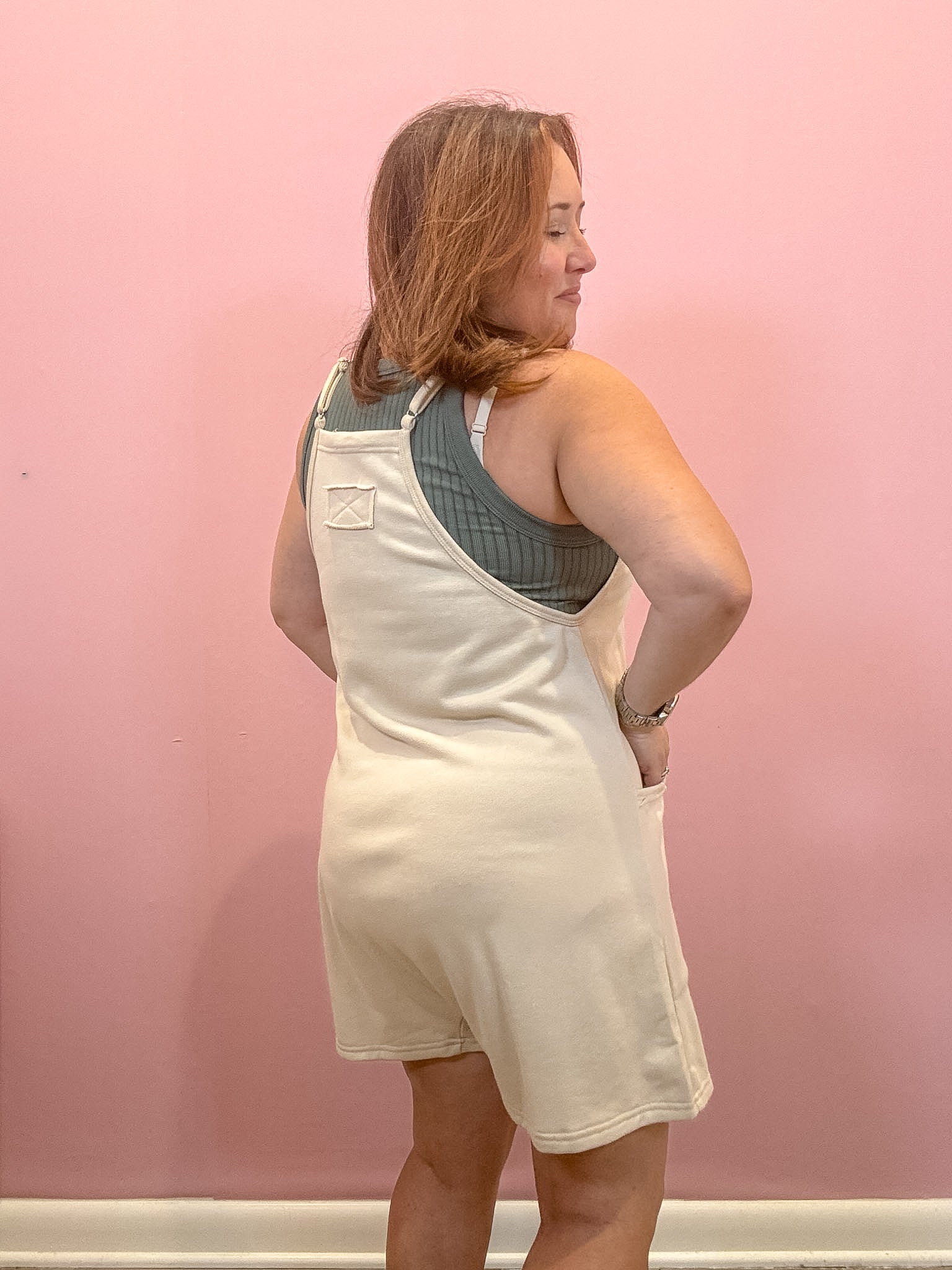 Cotton Terry Romper | Light Taupe