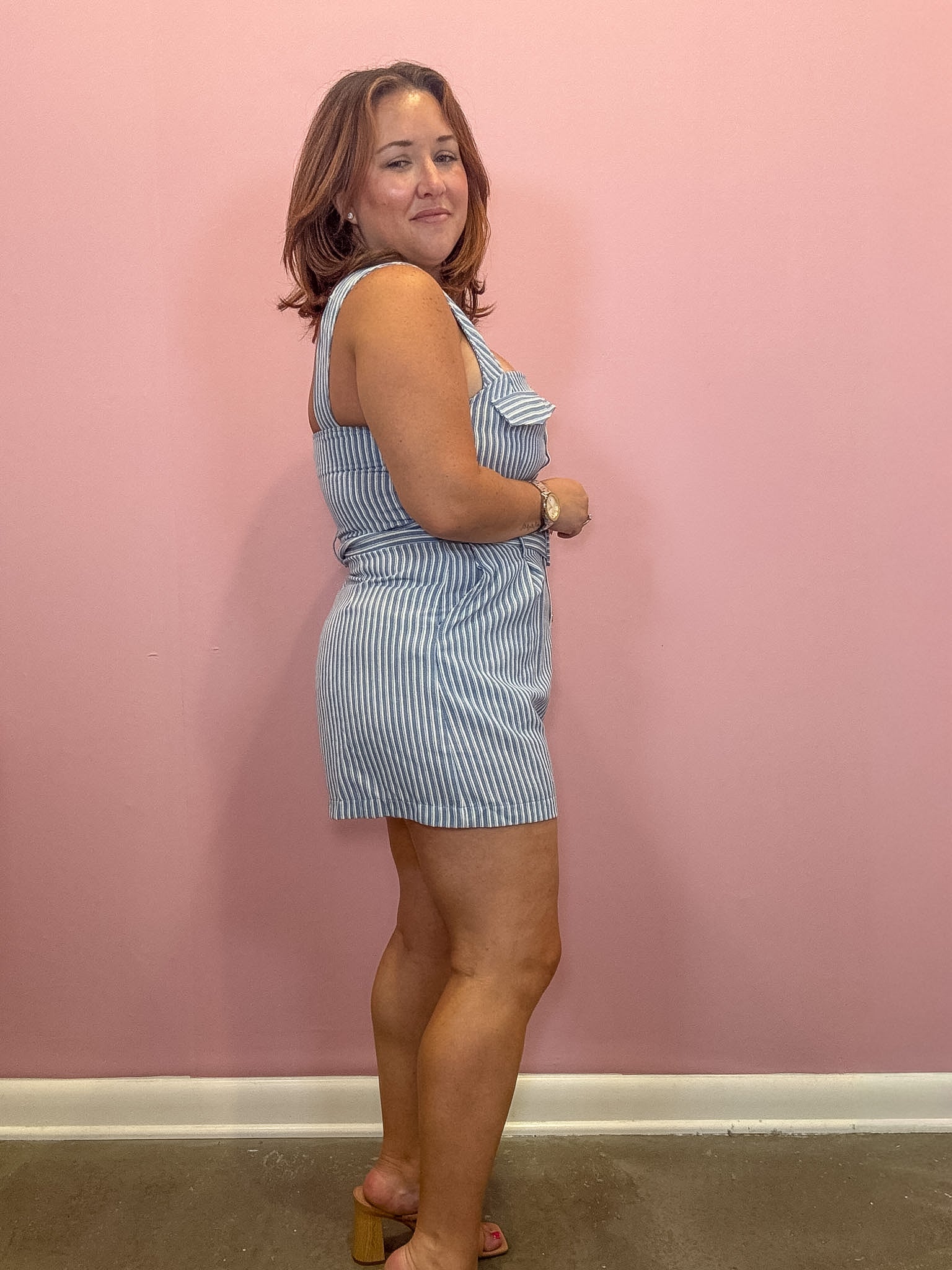 Finley Striped Belted Romper