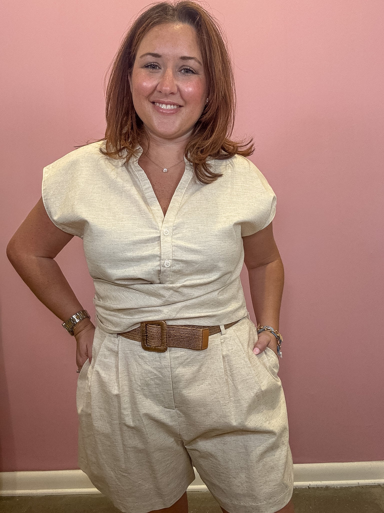 Ainsley Collared Folded Waist Top