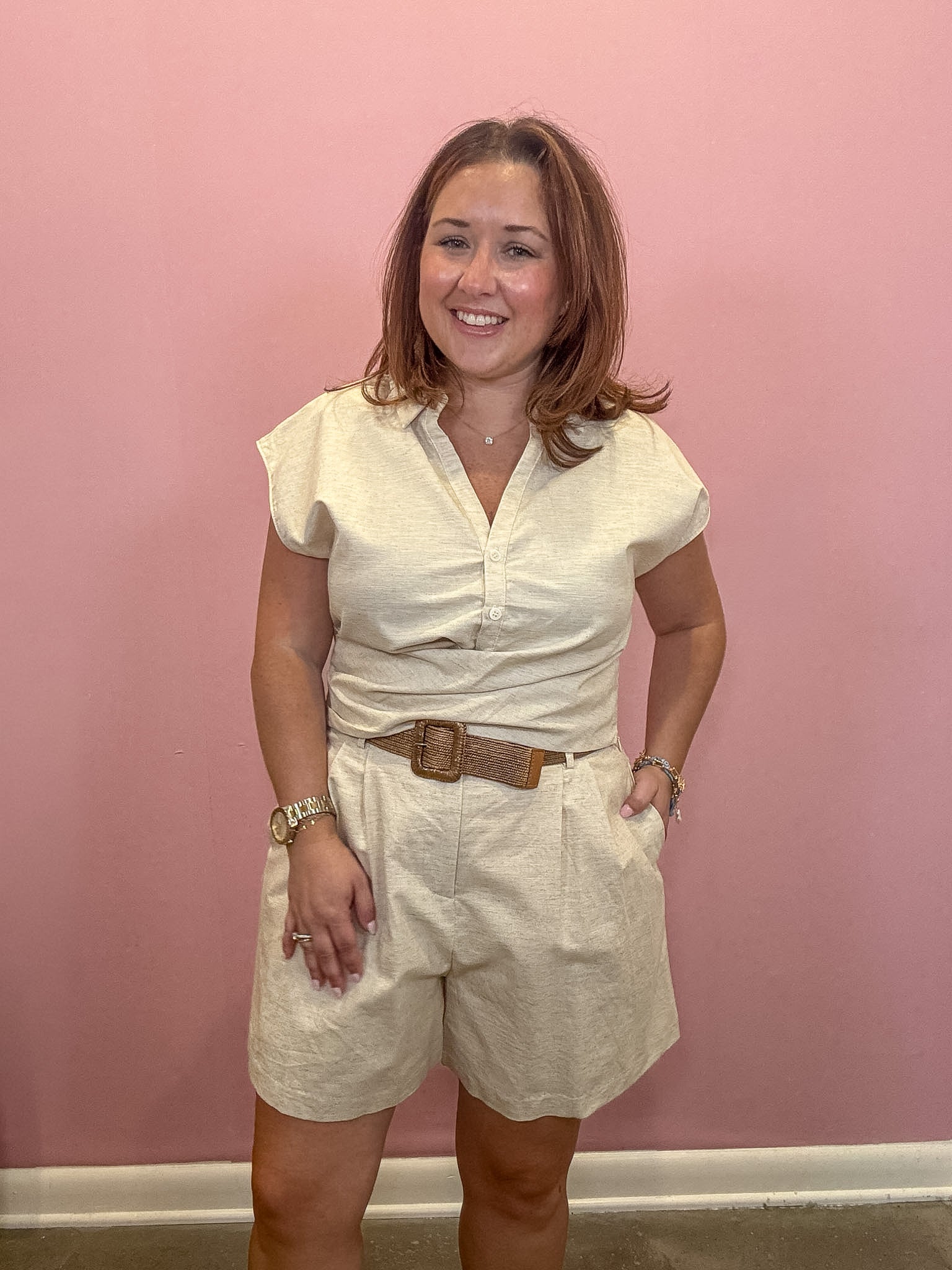 Ainsley Collared Folded Waist Top