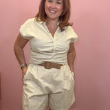 Ainsley Collared Folded Waist Top