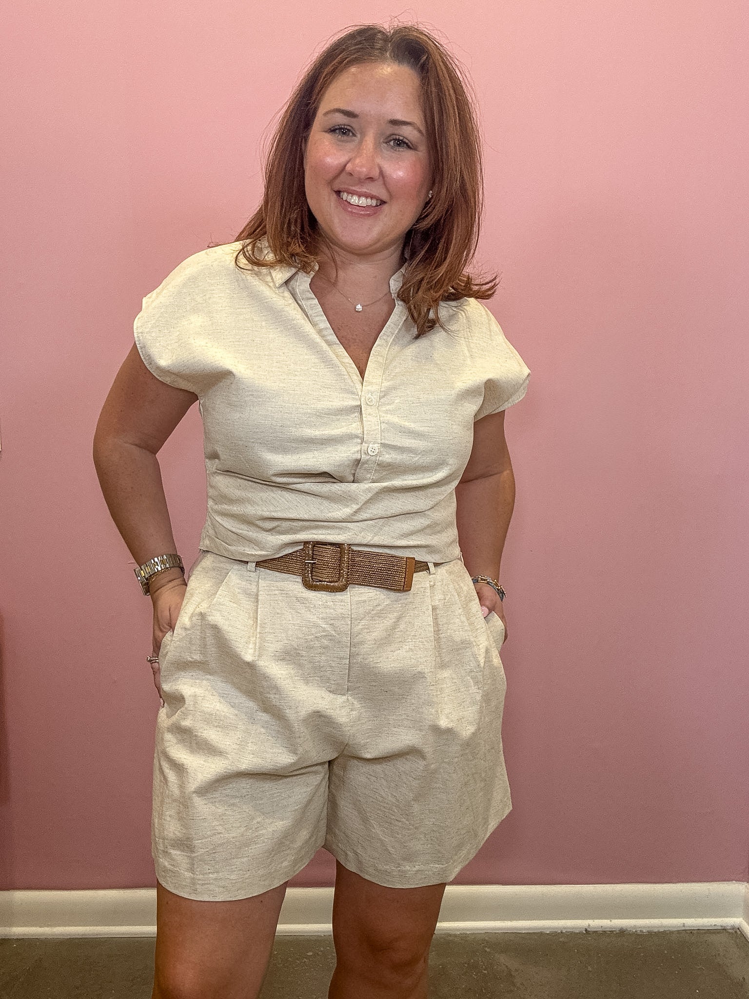 Ainsley Collared Folded Waist Top