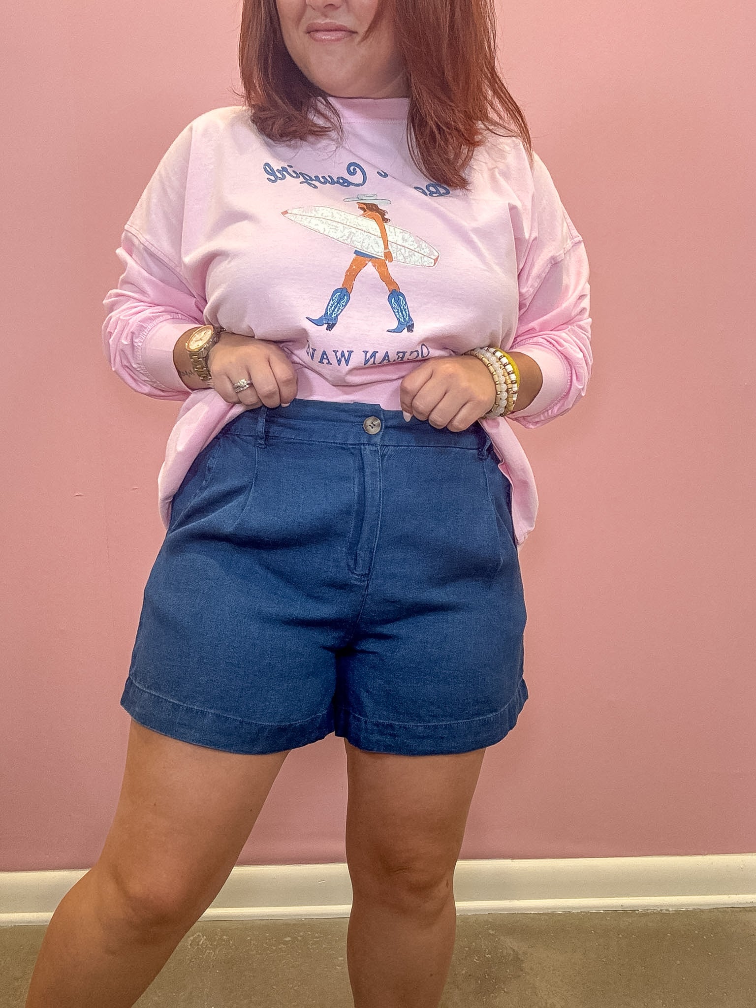 Chambray Pintuck Shorts