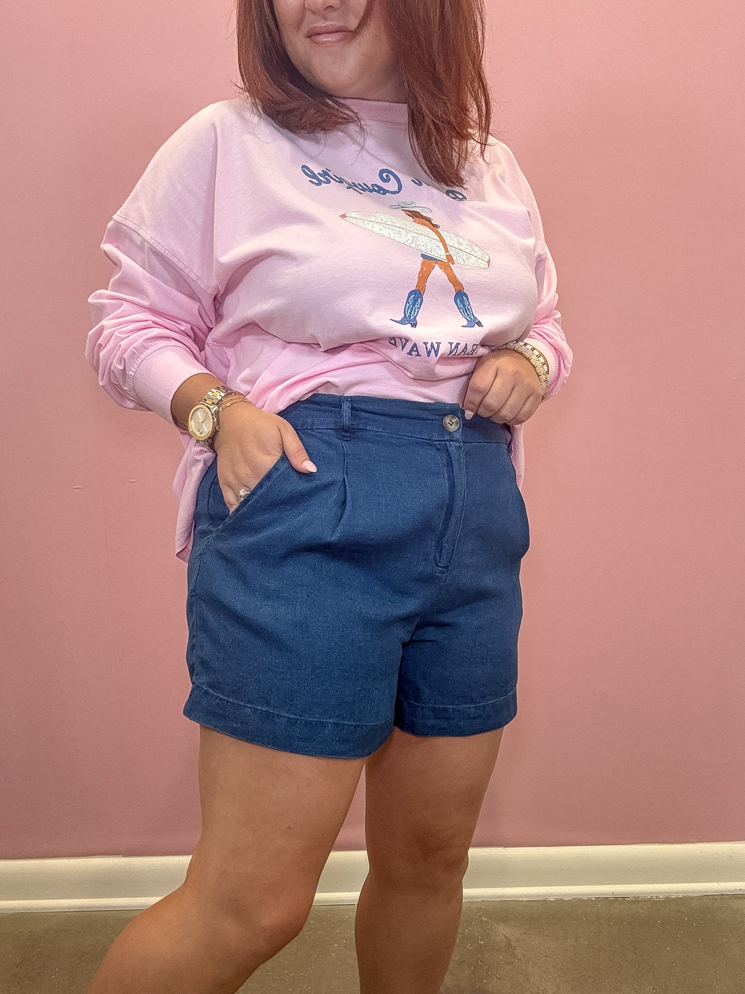 Chambray Pintuck Shorts