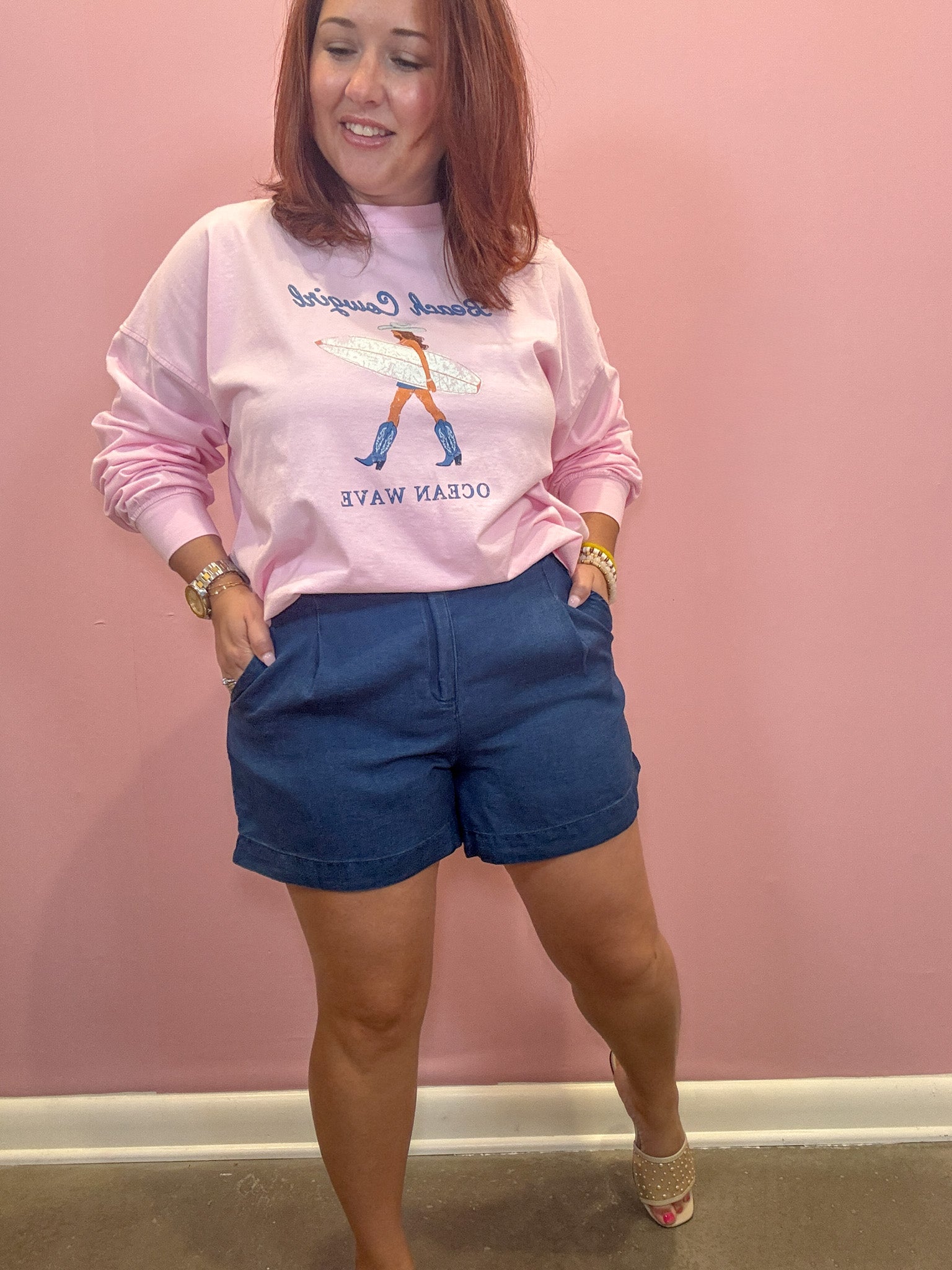 Chambray Pintuck Shorts