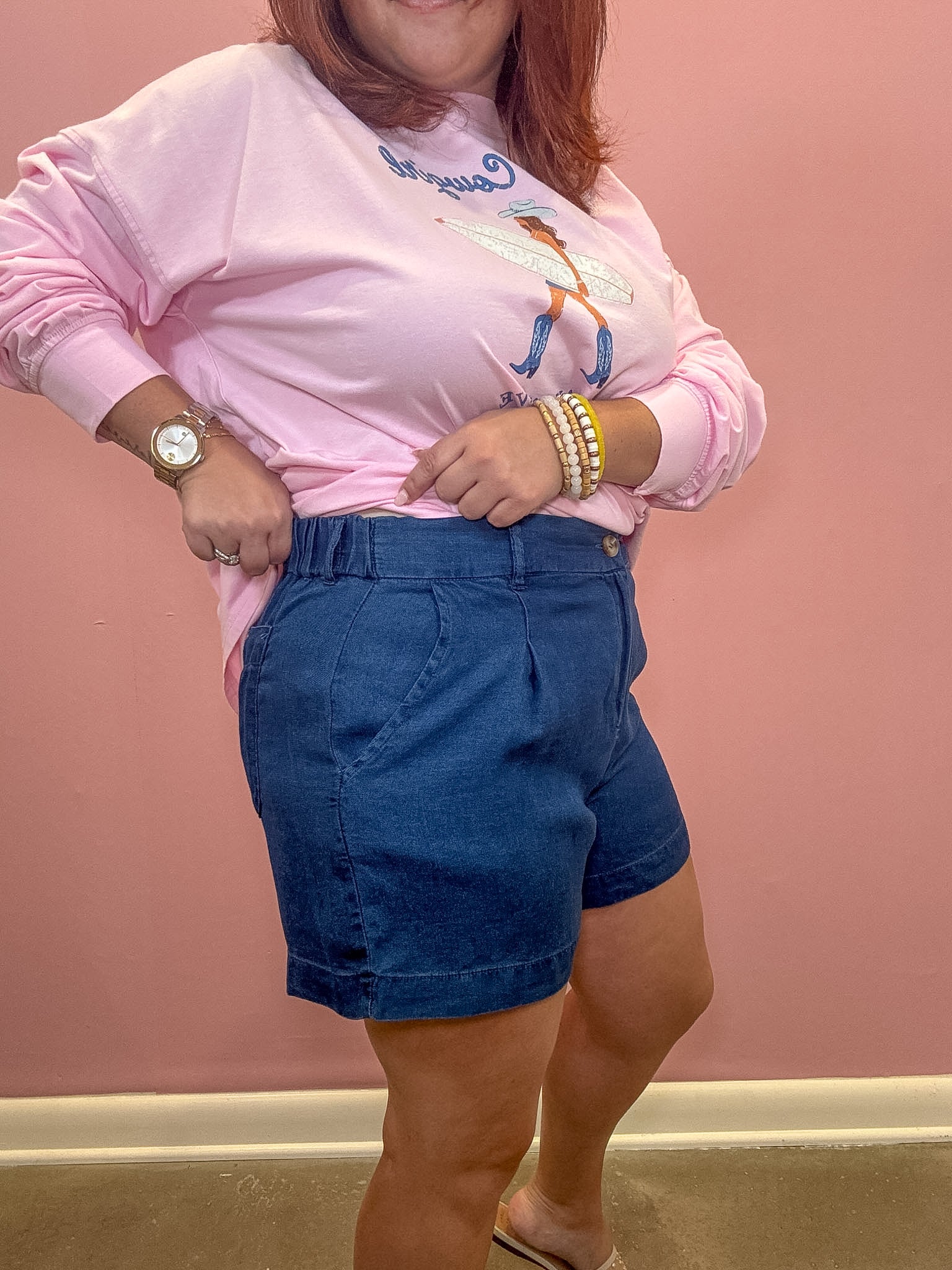 Chambray Pintuck Shorts