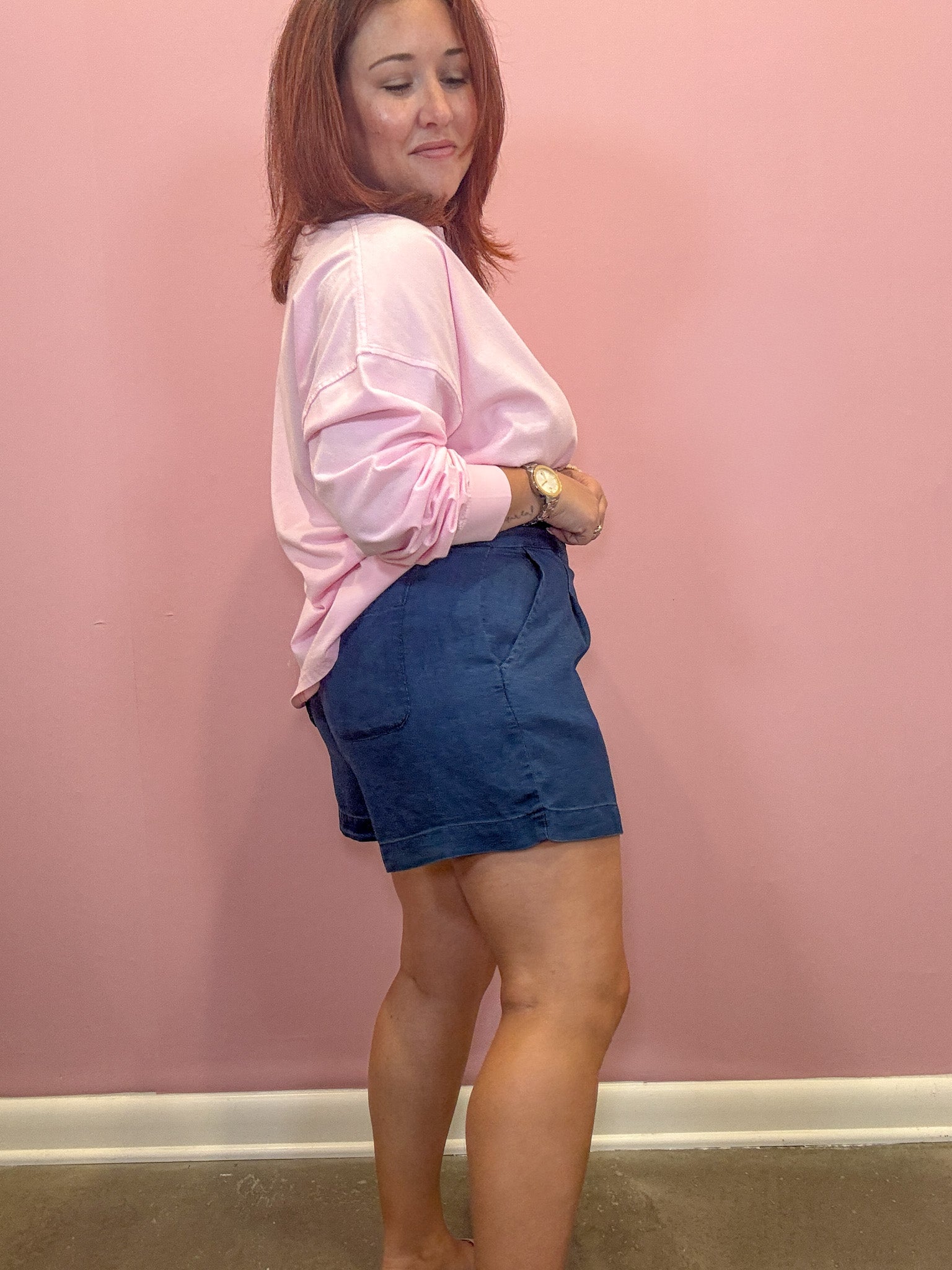 Chambray Pintuck Shorts