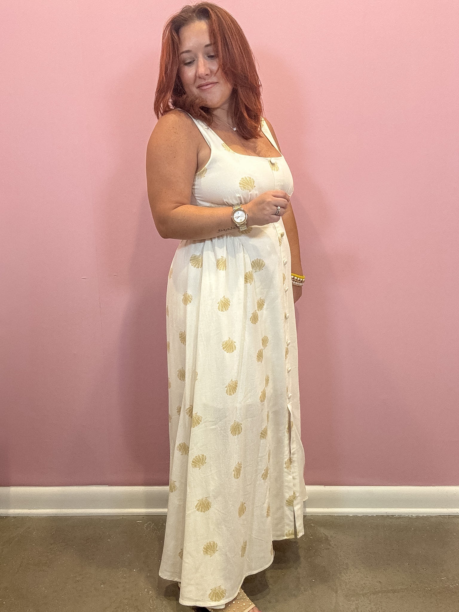 Seashell Sleeveless Midi Dress
