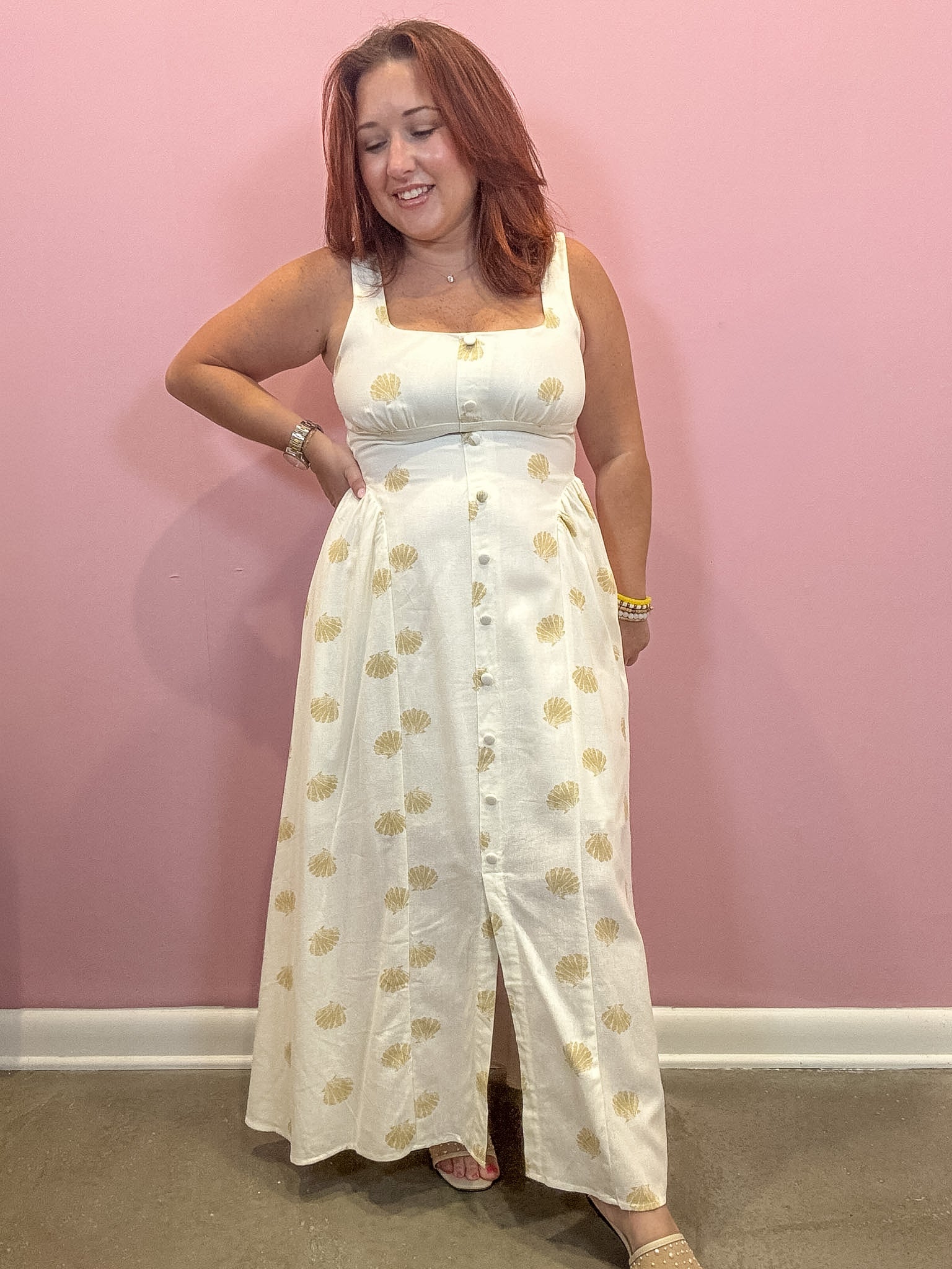 Seashell Sleeveless Midi Dress