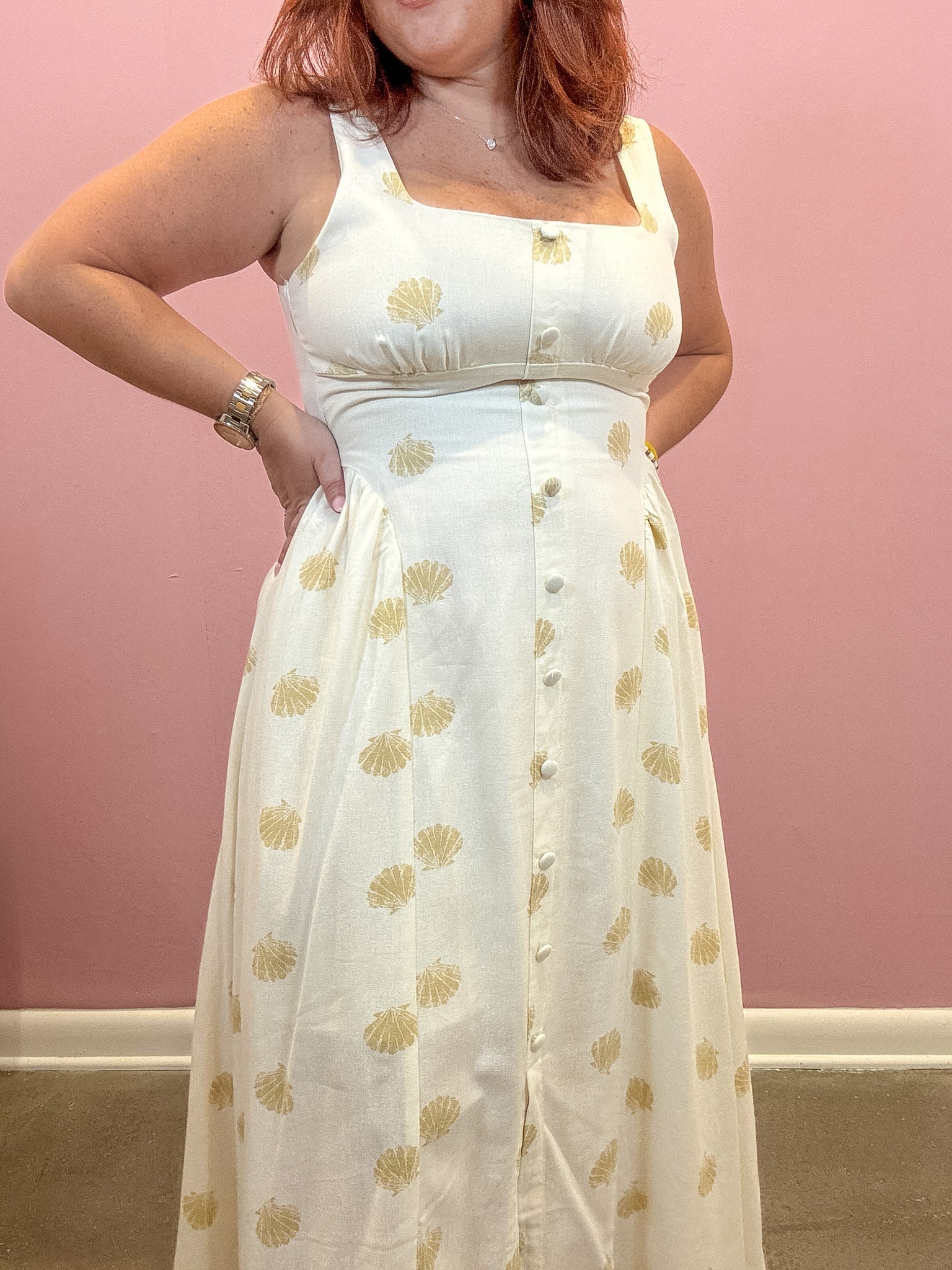 Seashell Sleeveless Midi Dress
