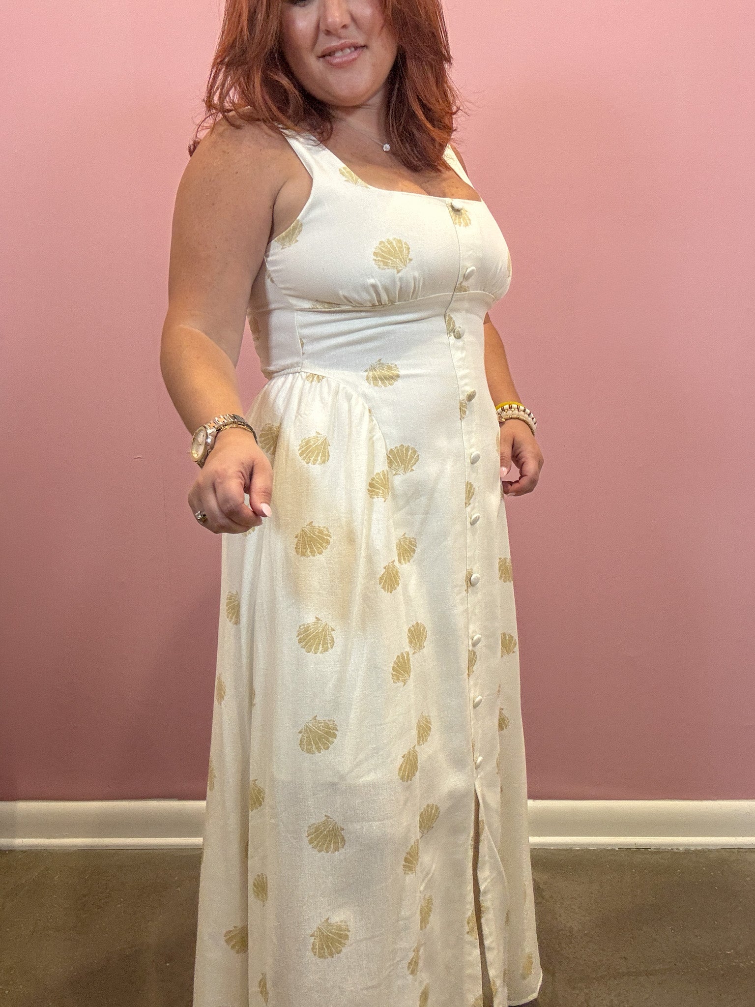 Seashell Sleeveless Midi Dress