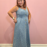 Ebbie Floral Denim Midi Dress