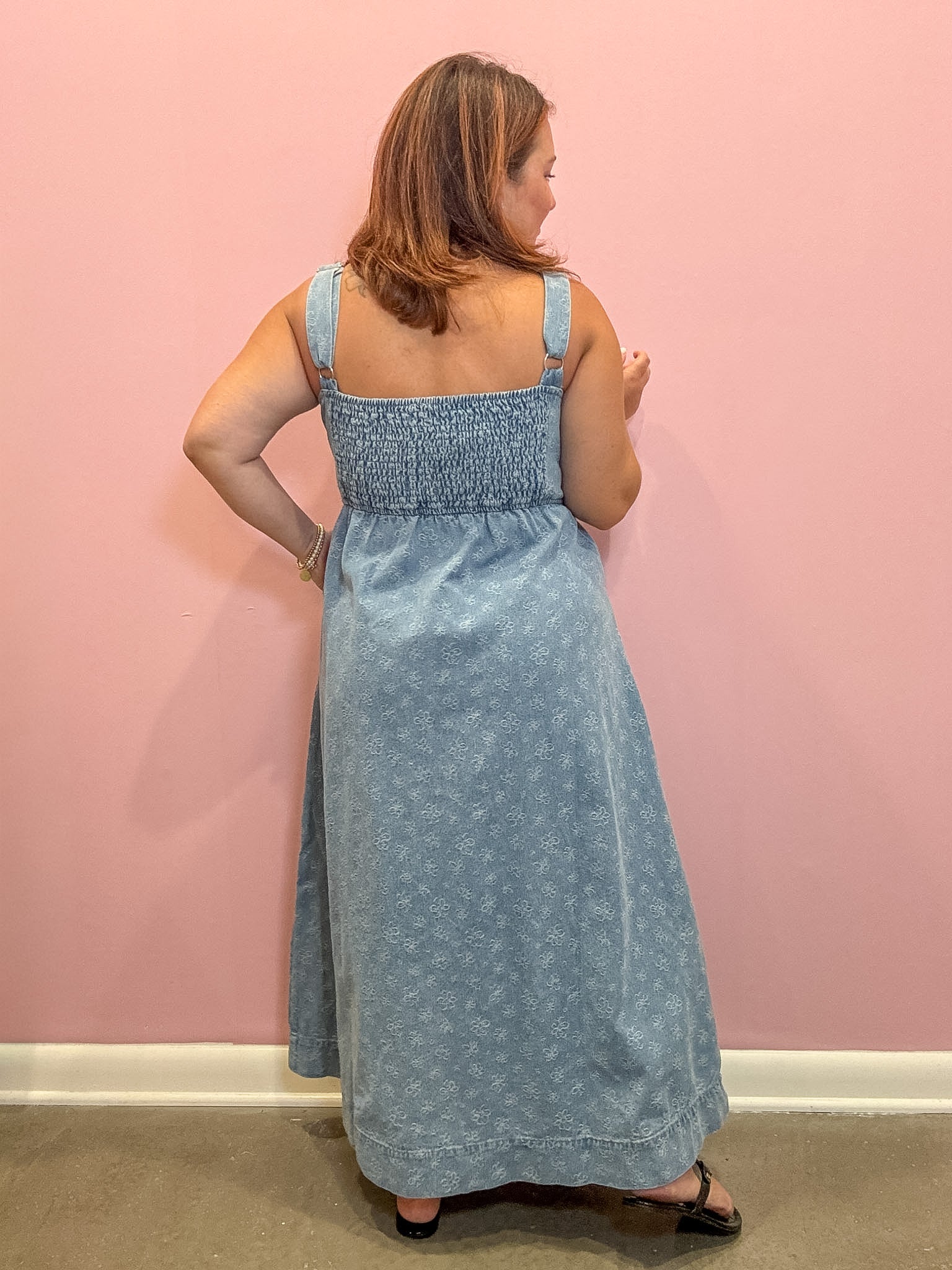 Ebbie Floral Denim Midi Dress