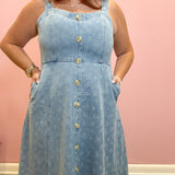 Ebbie Floral Denim Midi Dress