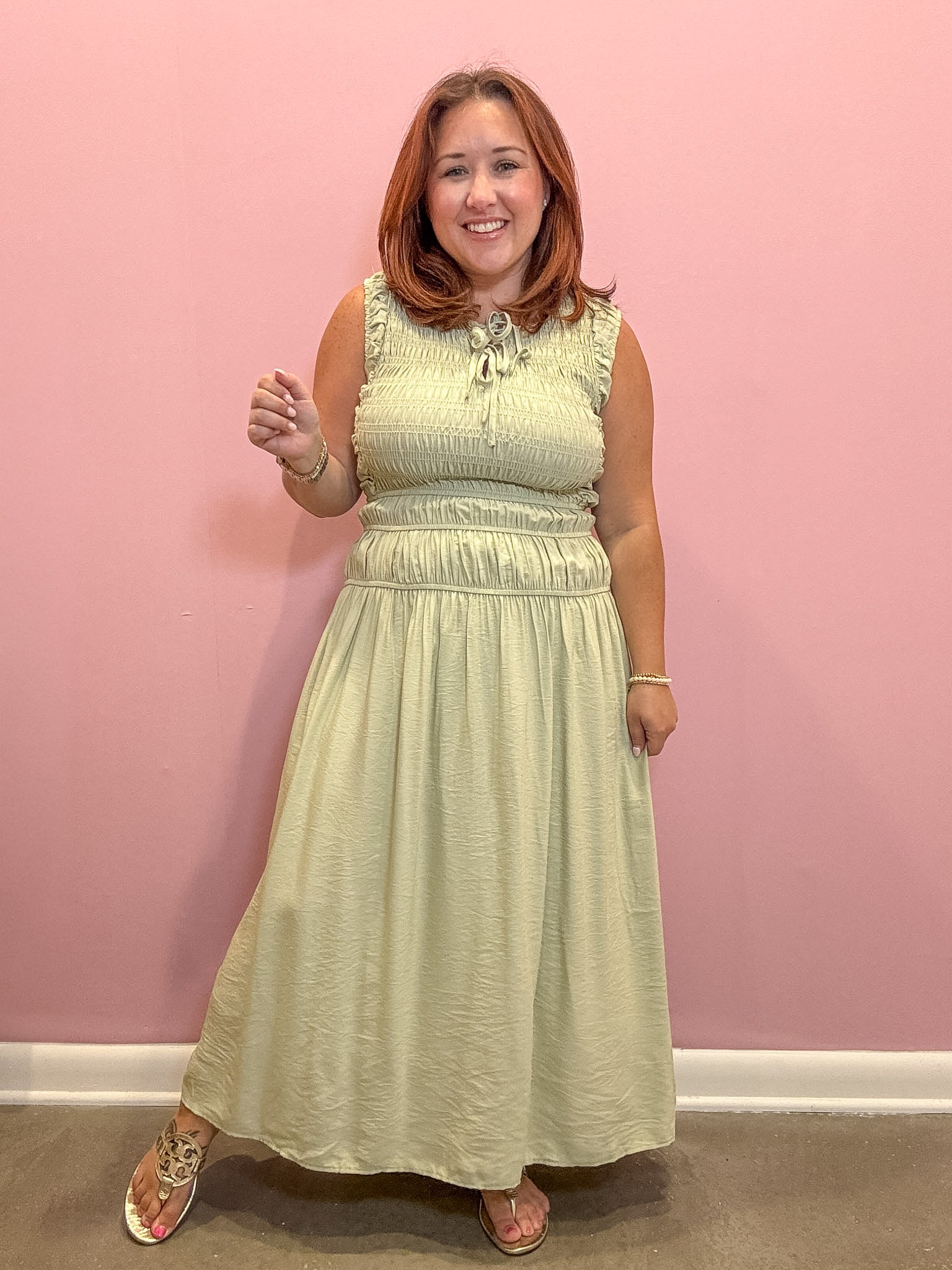 Alexa Smocked Sleeveless Midi Dress