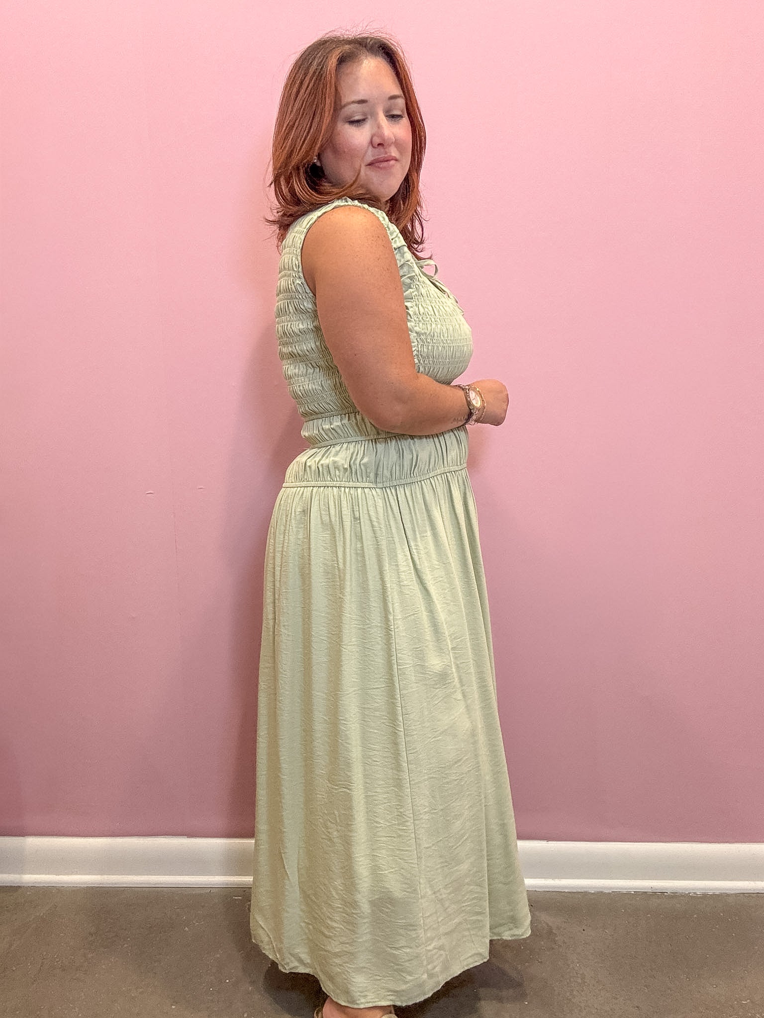 Alexa Smocked Sleeveless Midi Dress