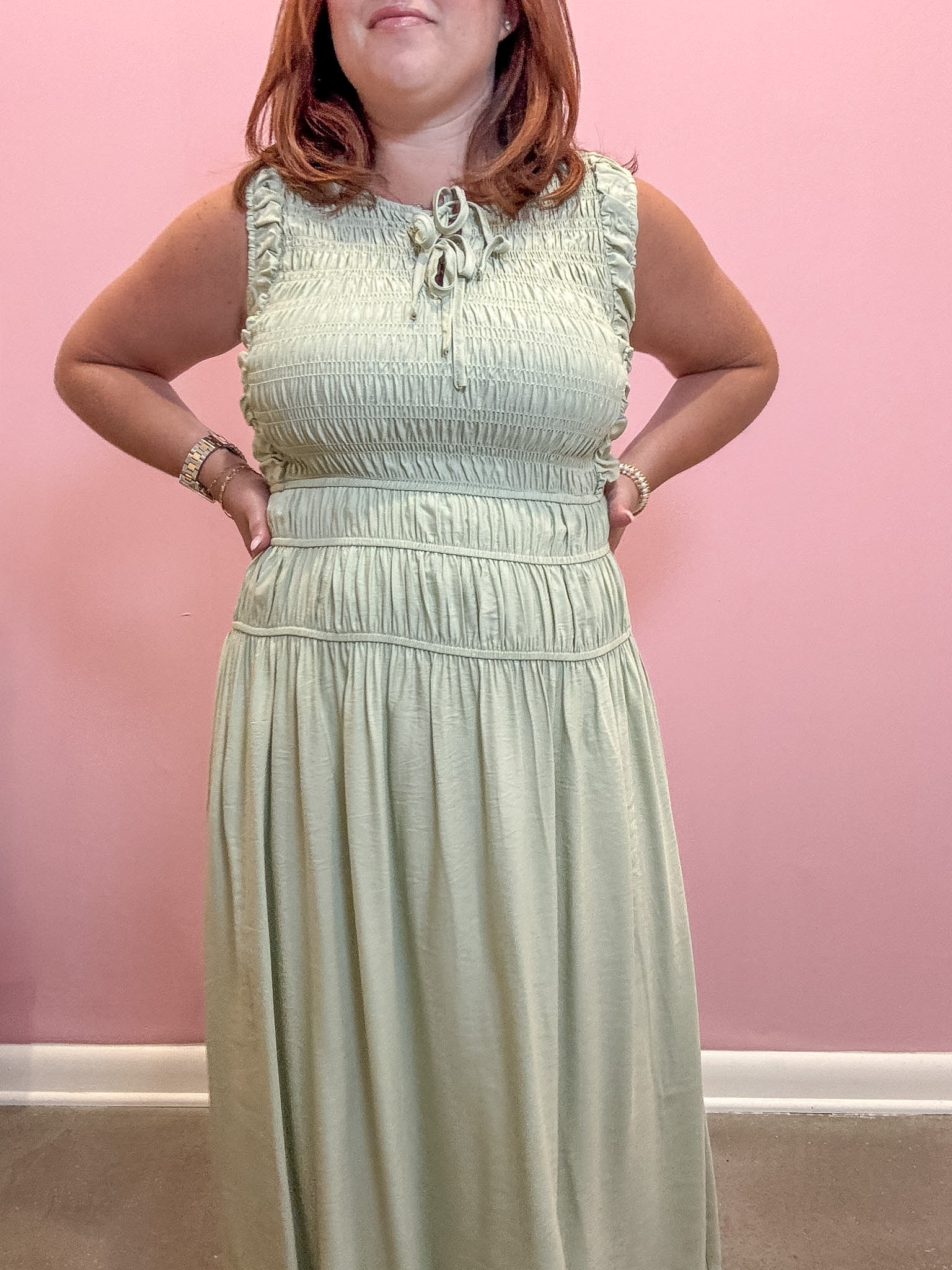 Alexa Smocked Sleeveless Midi Dress