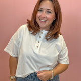 Boxy Henley Crop Top
