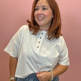 Hillary Boxy Henley Crop Top