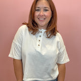 Hillary Boxy Henley Crop Top