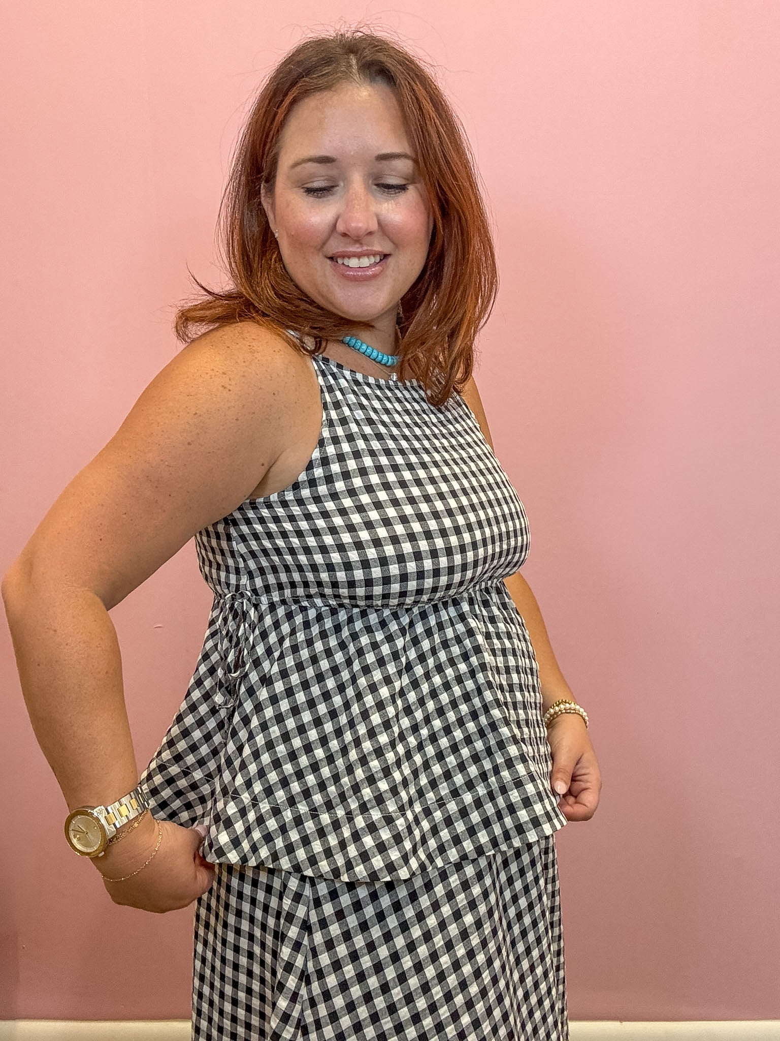 Khloe Gingham Babydoll Top