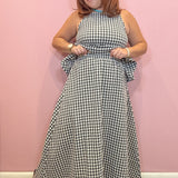 Khloe Gingham Elastic Waist Midi Skirt