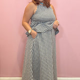 Khloe Gingham Elastic Waist Midi Skirt