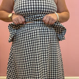 Khloe Gingham Elastic Waist Midi Skirt