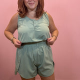 Button Down Activewear Romper | Sage Green