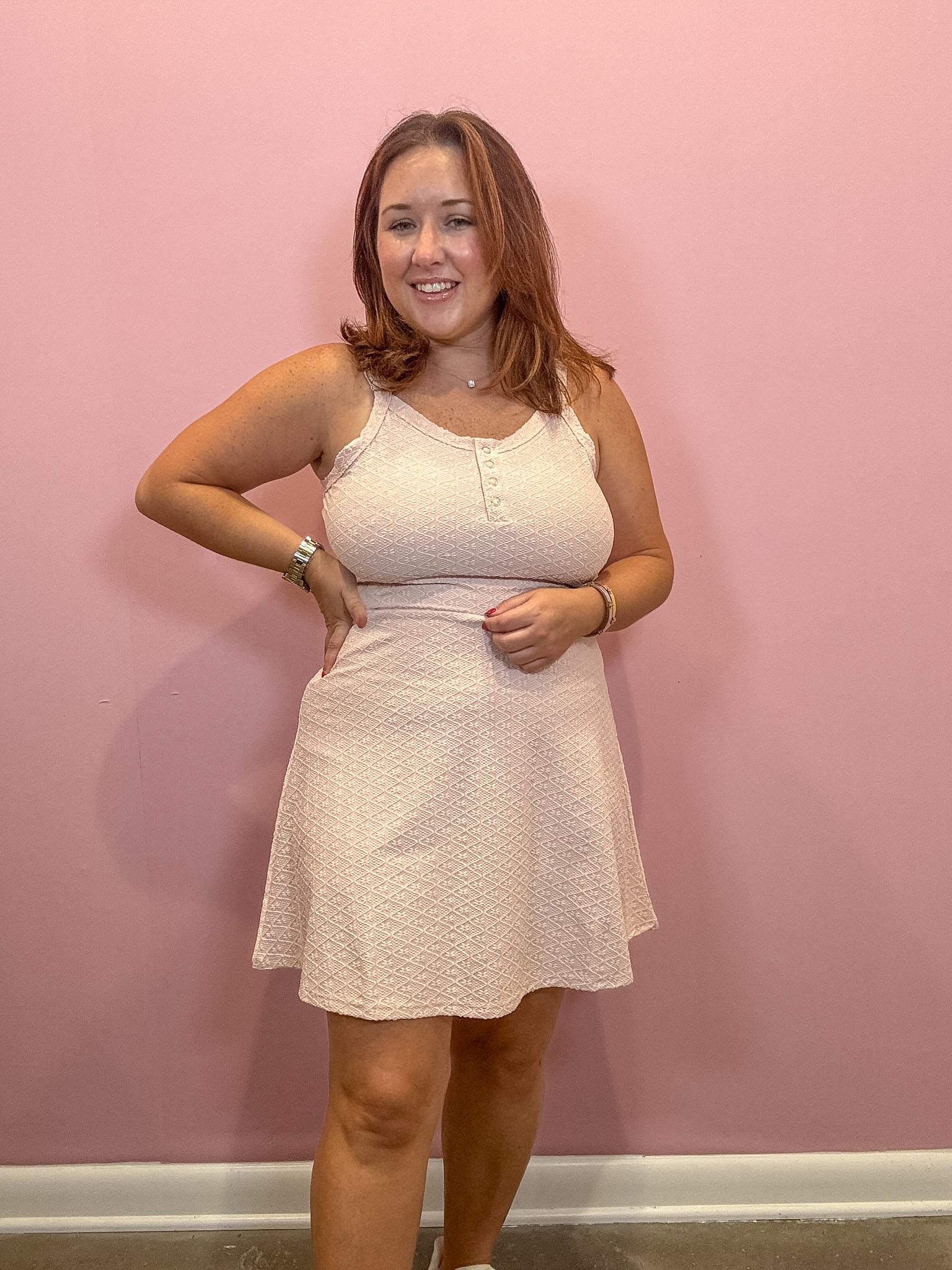 Textured Knit Activewear Dress | Blush Pink