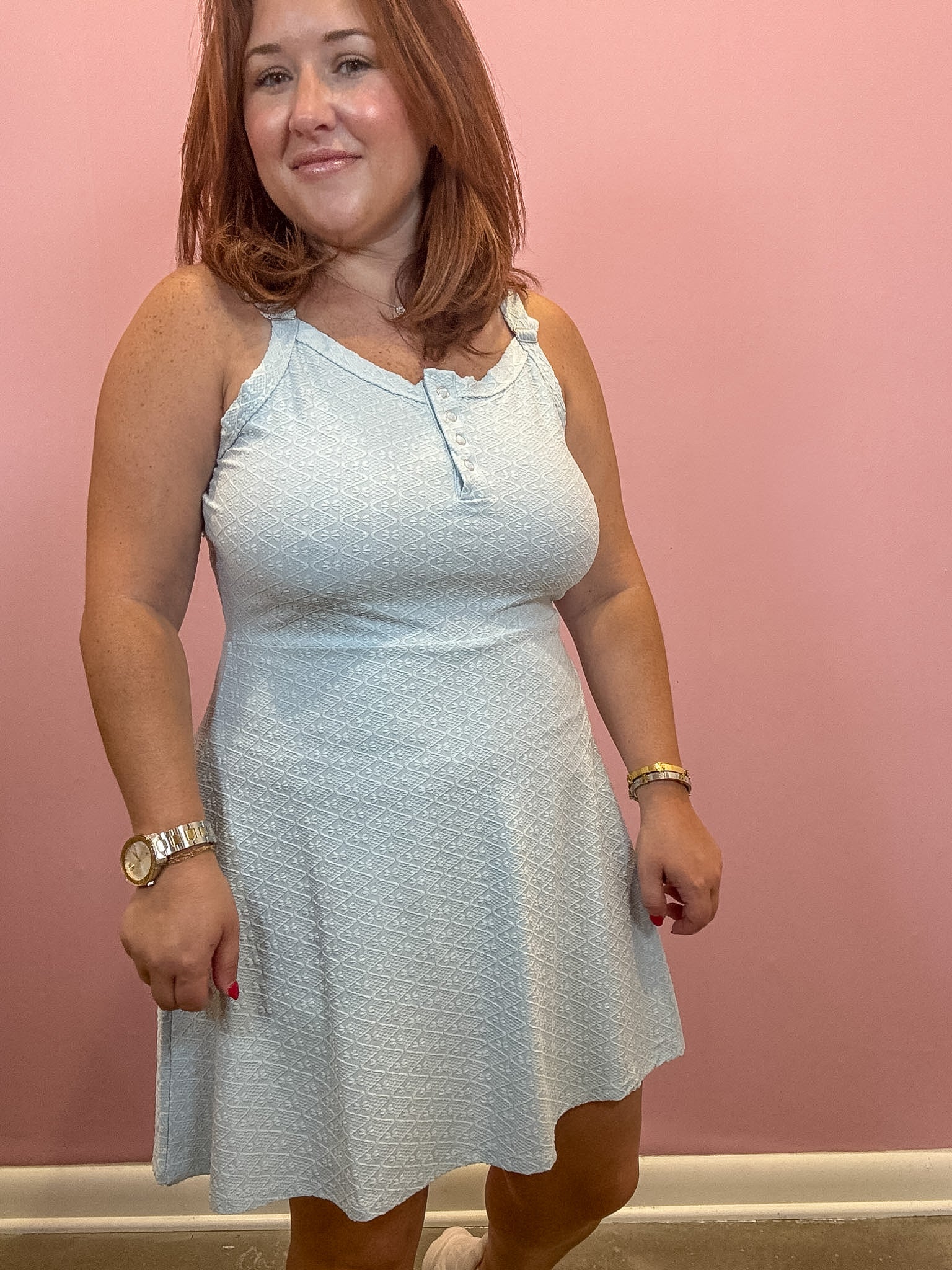 Textured Knit Activewear Dress | Sky Blue