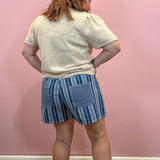 Robbie Mixed Stripe Denim Shorts